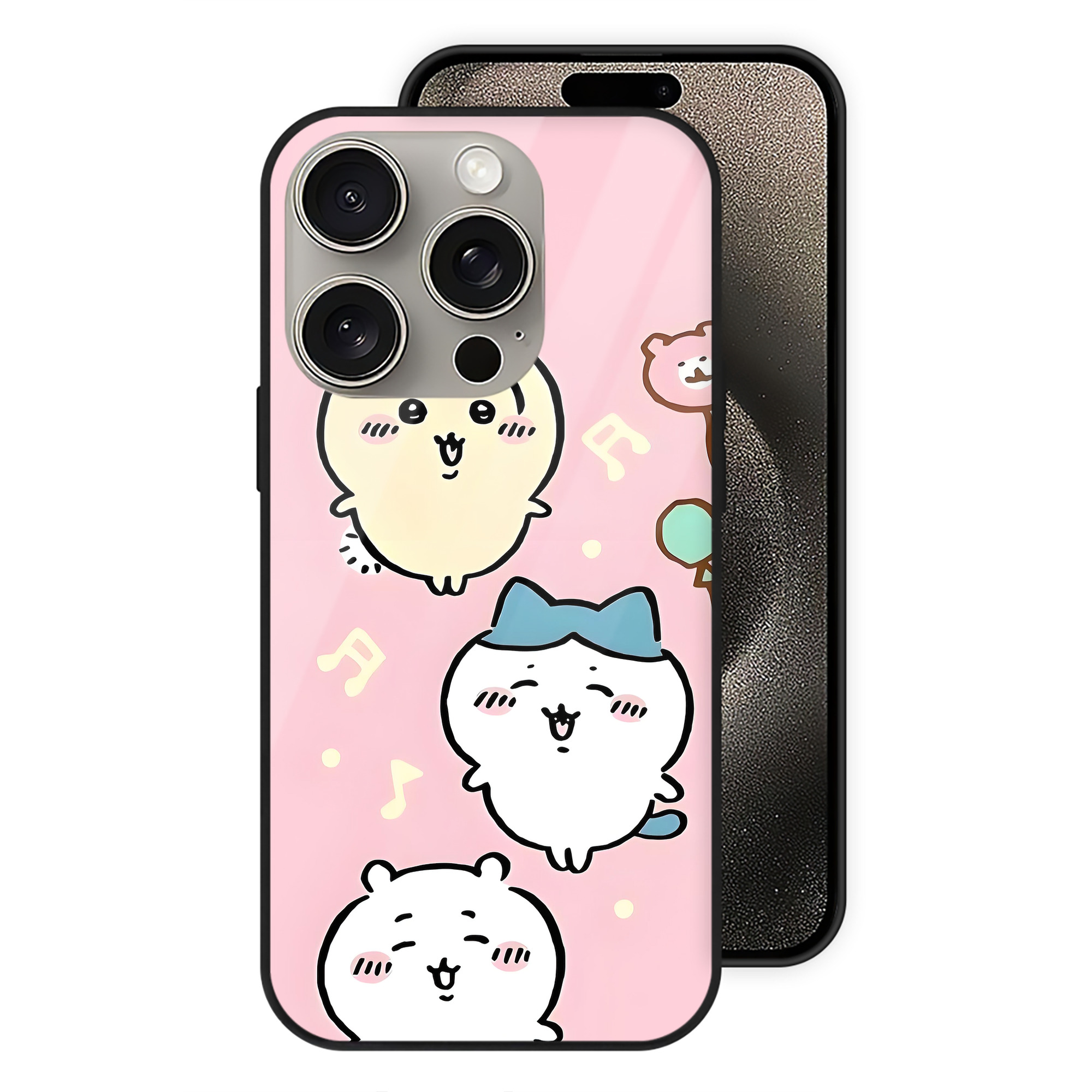 （画像用） ちいかわ Chii-kawa 【iPhone15Pro対応】スマホケース 耐衝撃＆黄変防止 背面ガラス