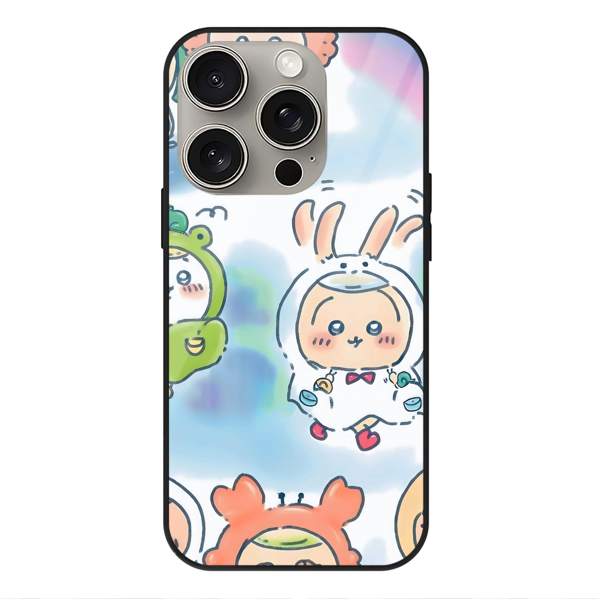 （画像用） ちいかわ Chii-kawa 【iPhone15Pro対応】スマホケース 耐衝撃＆黄変防止 背面ガラス