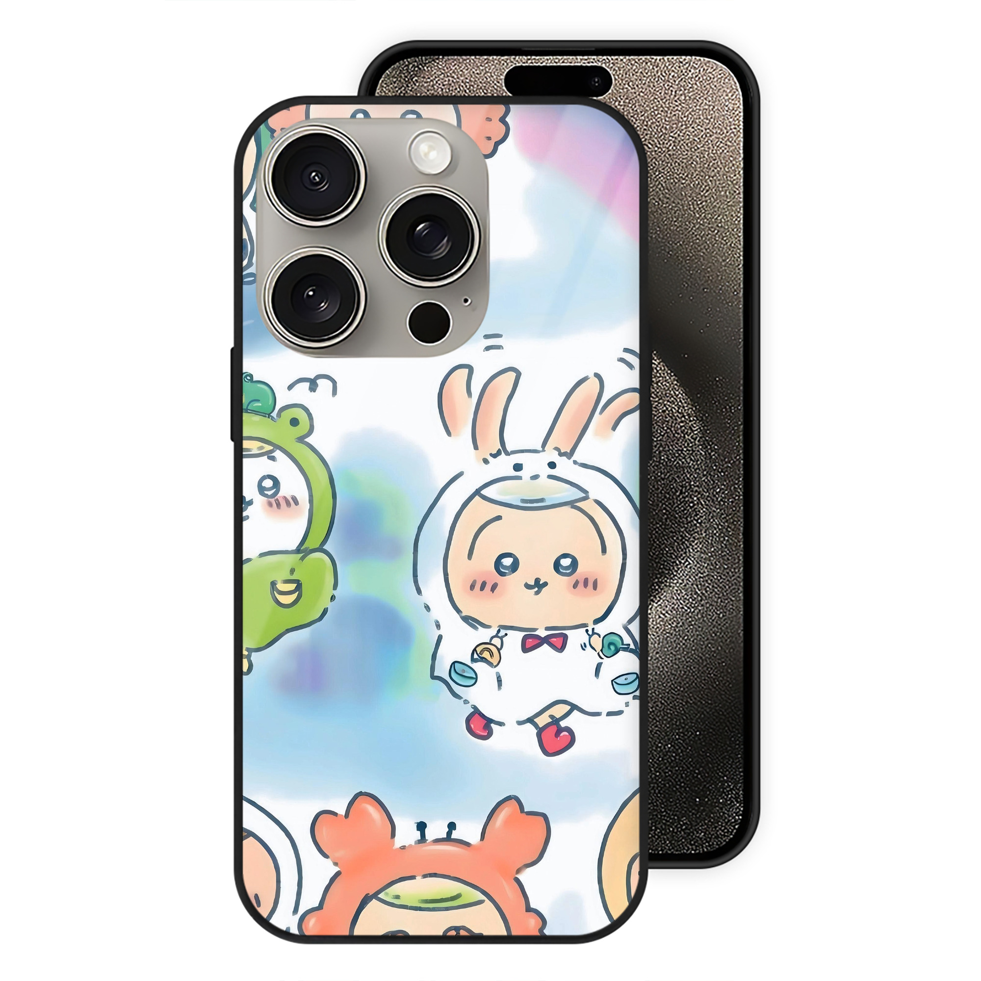 （画像用） ちいかわ Chii-kawa 【iPhone15Pro対応】スマホケース 耐衝撃＆黄変防止 背面ガラス