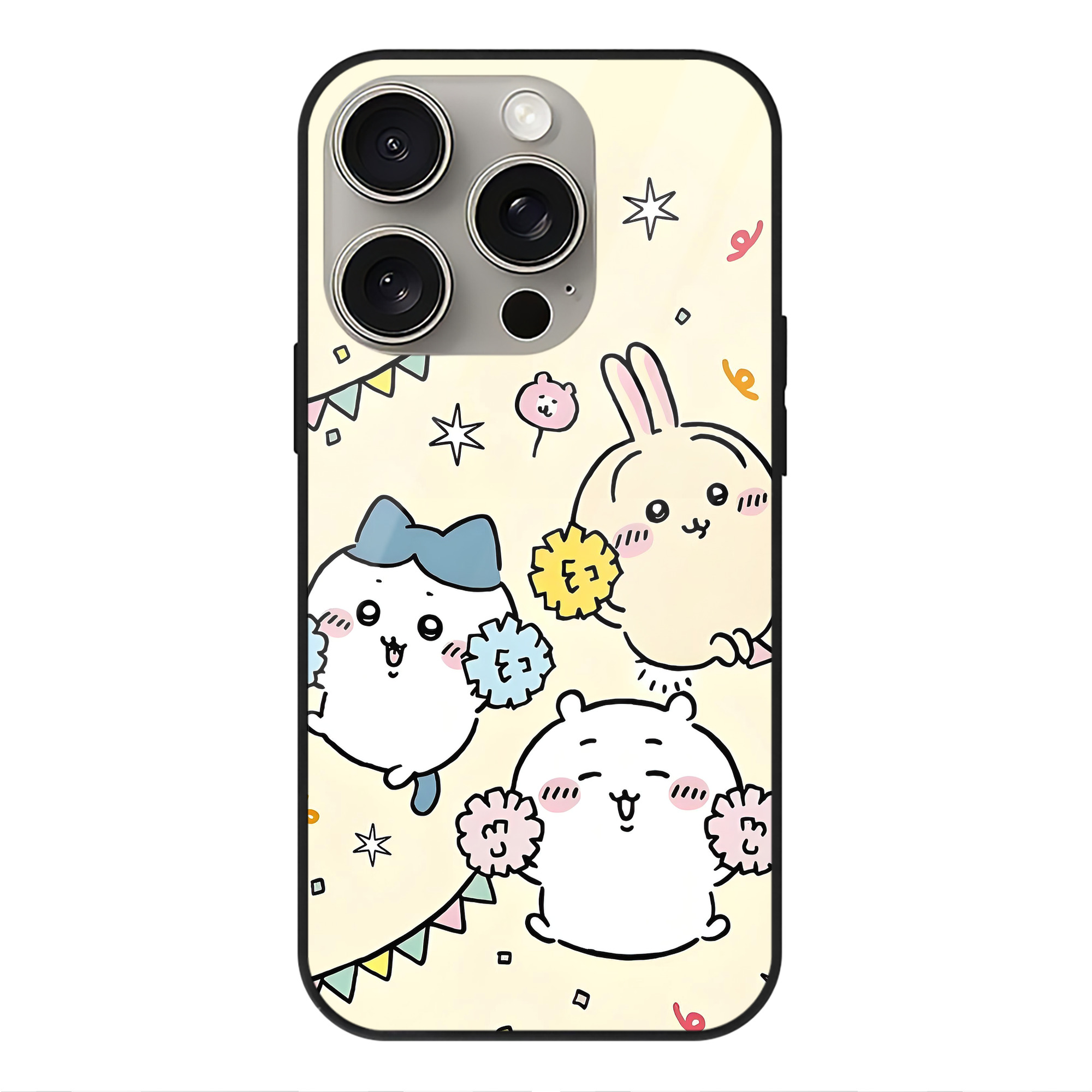 （画像用） ちいかわ Chii-kawa 【iPhone15Pro対応】スマホケース 耐衝撃＆黄変防止 背面ガラス