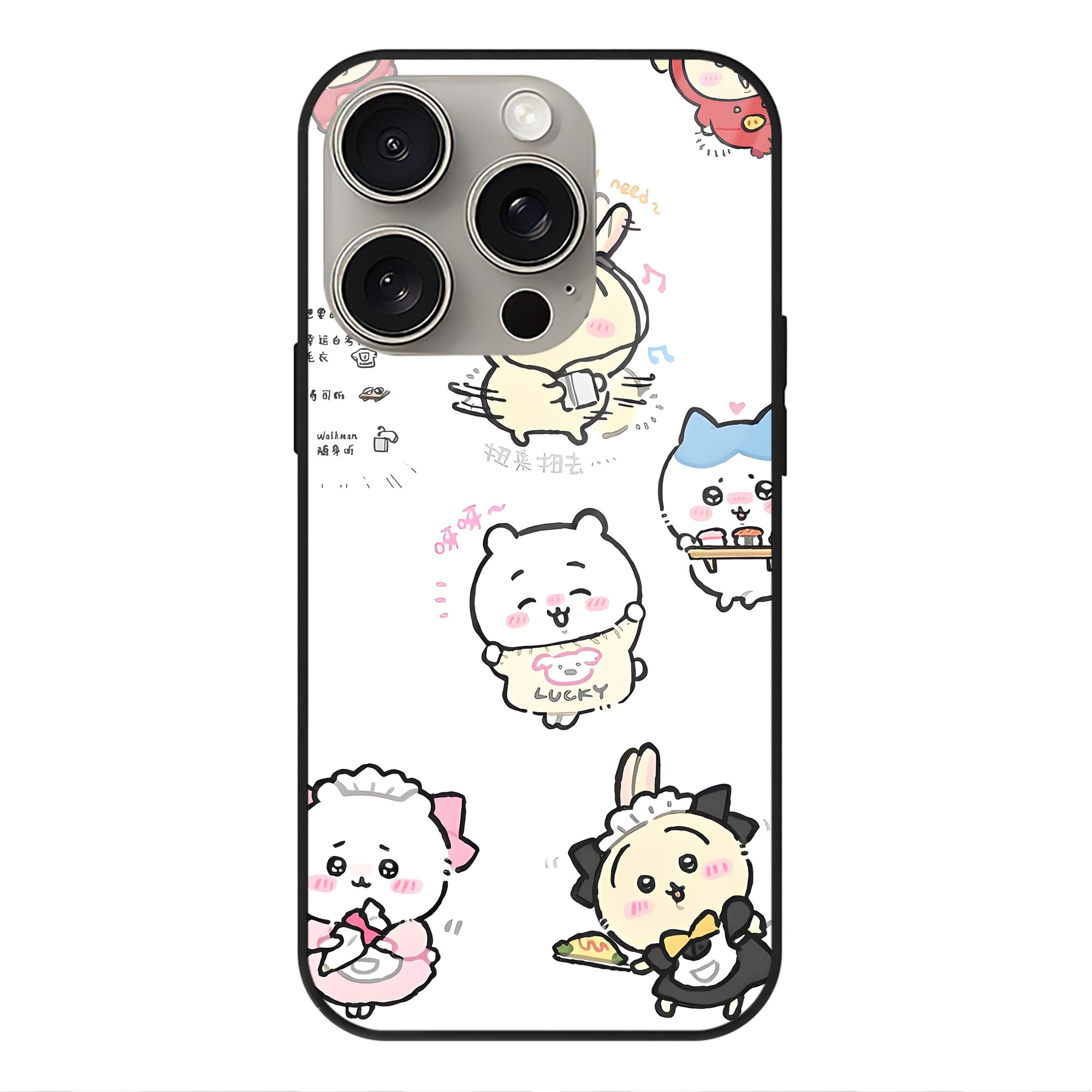 （画像用） ちいかわ Chii-kawa 【iPhone15Pro対応】スマホケース 耐衝撃＆黄変防止 背面ガラス