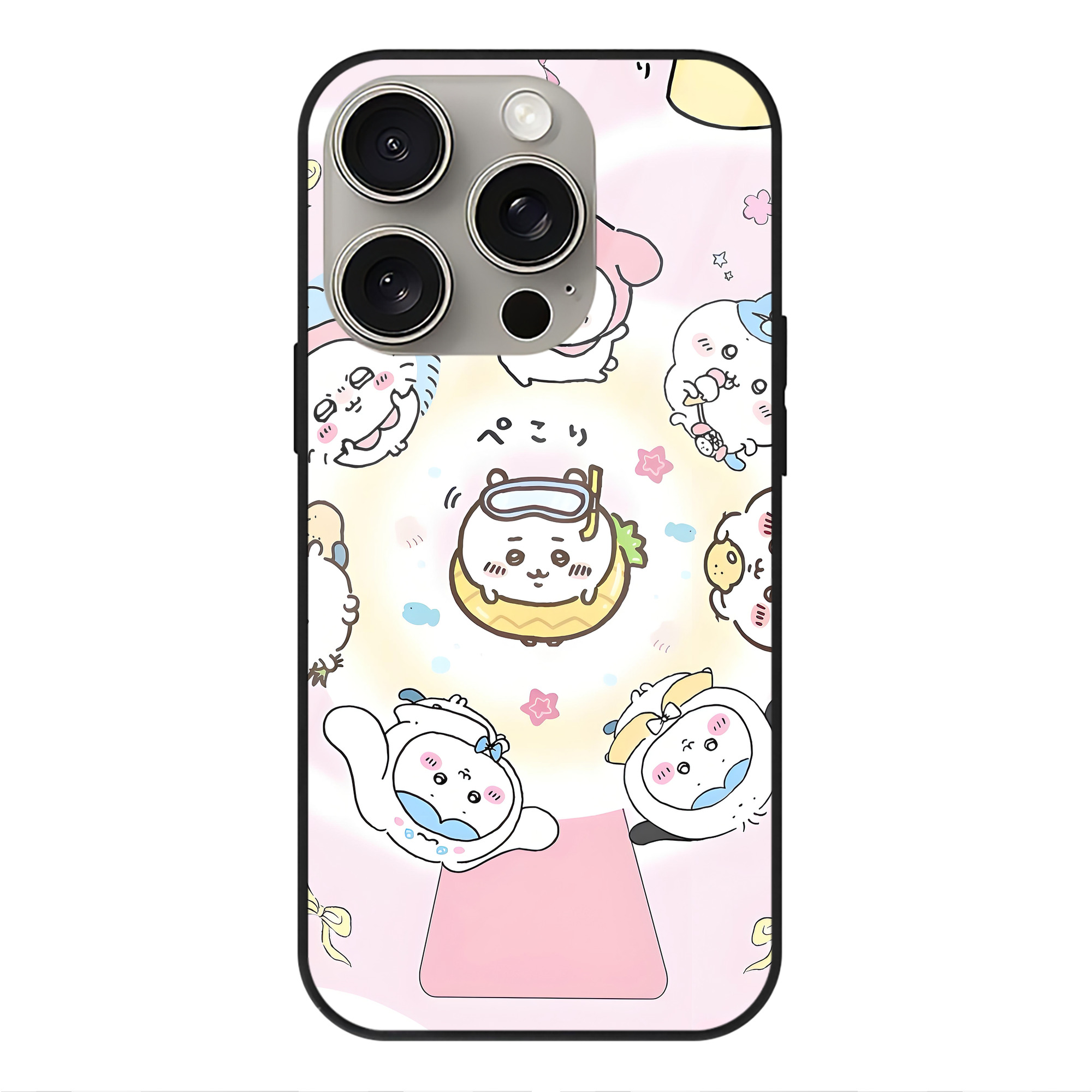 （画像用） ちいかわ Chii-kawa 【iPhone15Pro対応】スマホケース 耐衝撃＆黄変防止 背面ガラス
