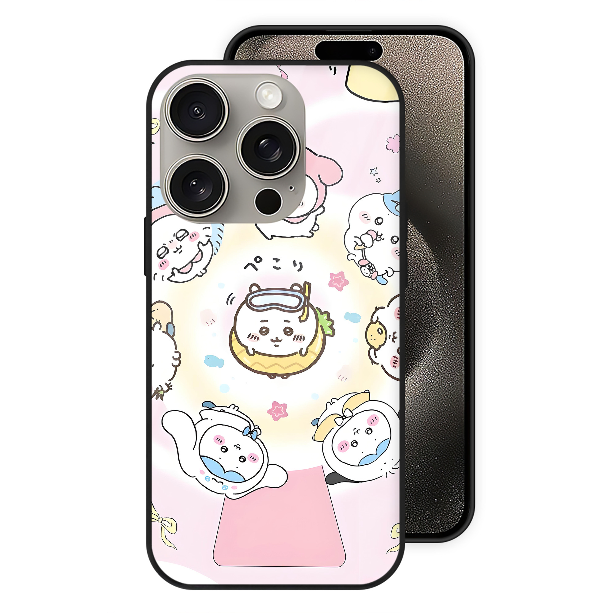 （画像用） ちいかわ Chii-kawa 【iPhone15Pro対応】スマホケース 耐衝撃＆黄変防止 背面ガラス