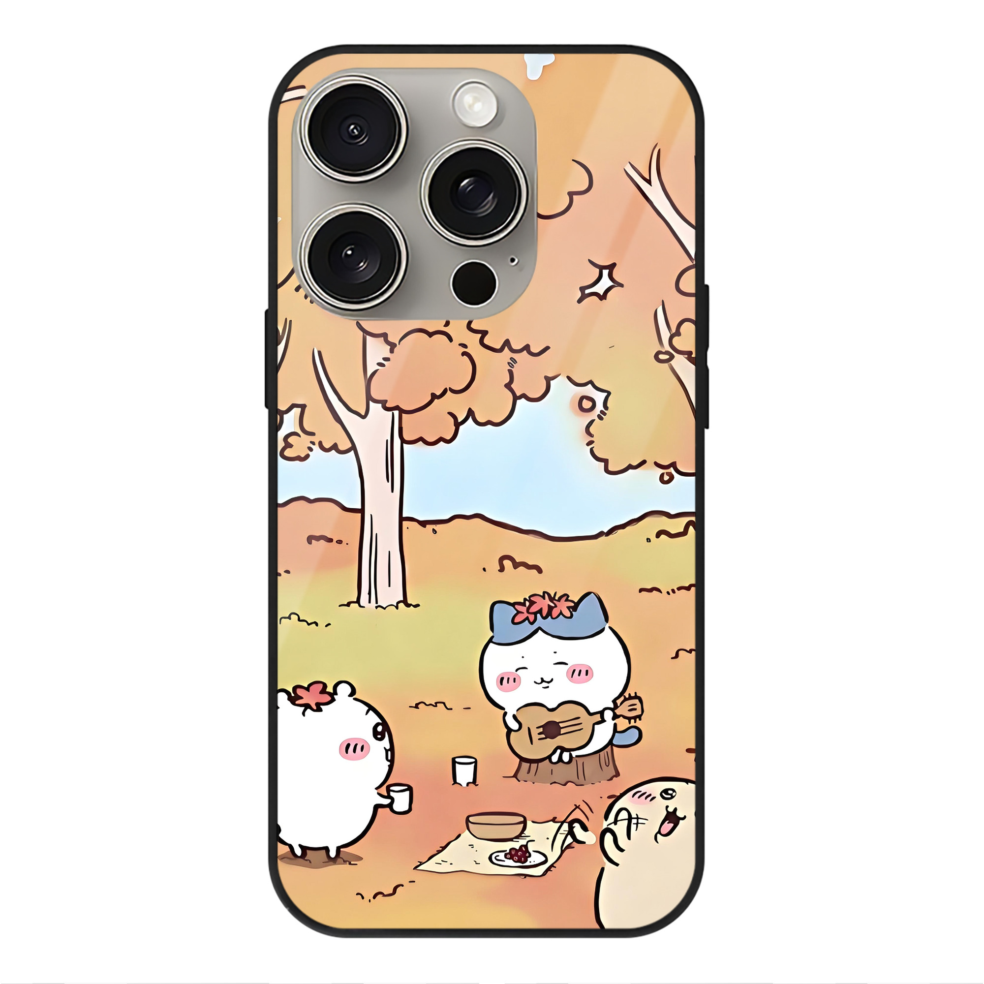 （画像用） ちいかわ Chii-kawa 【iPhone15Pro対応】スマホケース 耐衝撃＆黄変防止 背面ガラス