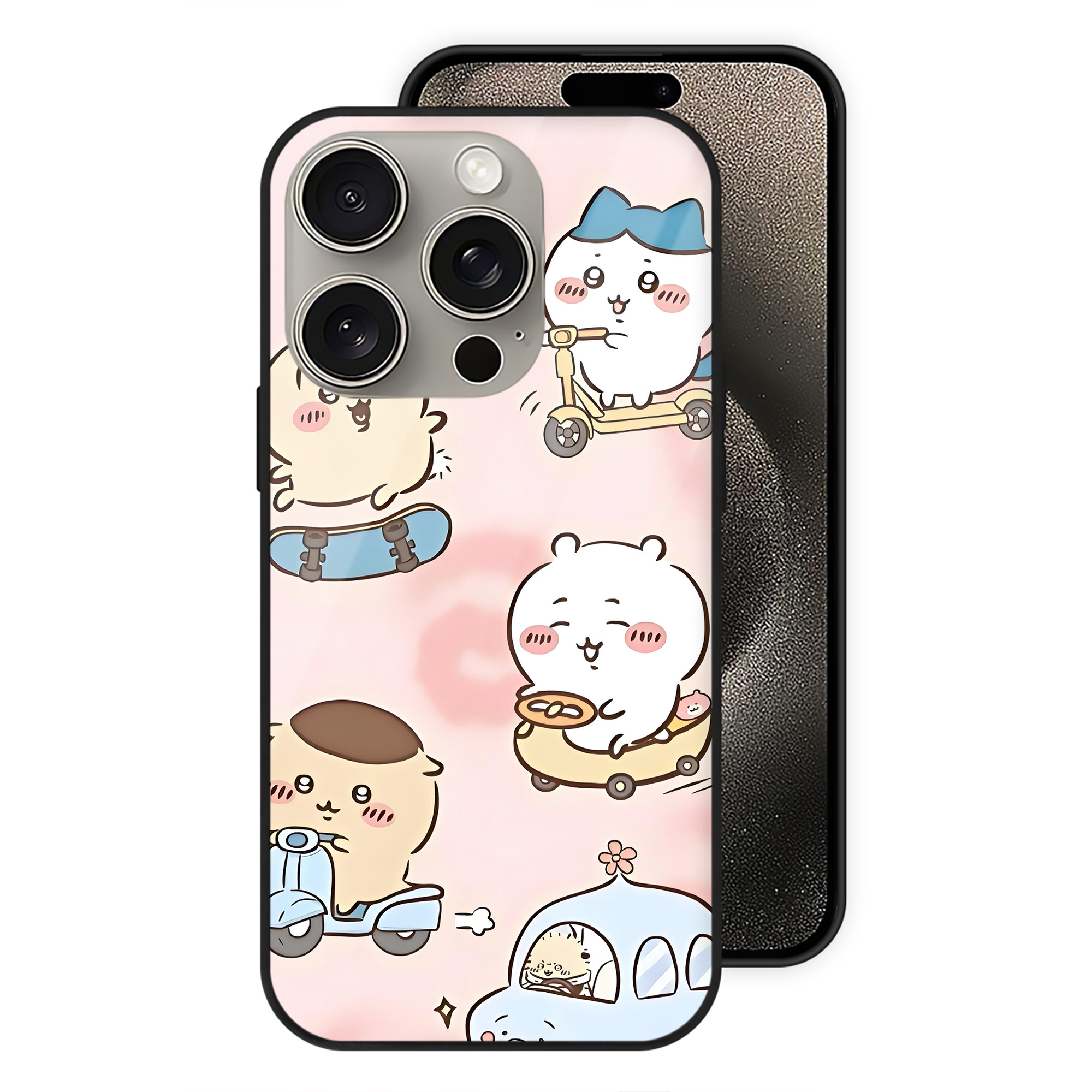 （画像用） ちいかわ Chii-kawa 【iPhone15Pro対応】スマホケース 耐衝撃＆黄変防止 背面ガラス