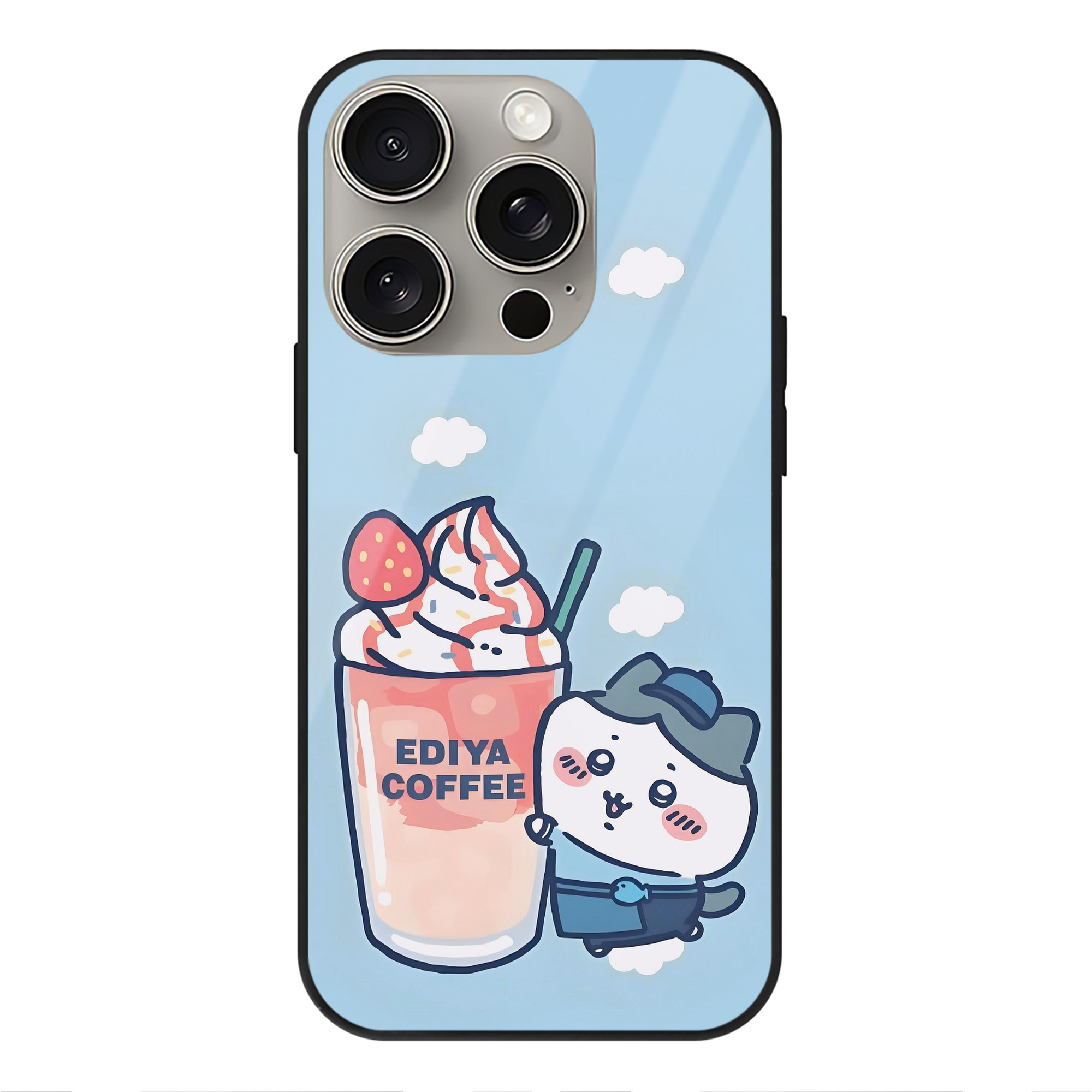 （画像用） ちいかわ Chii-kawa 【iPhone15Pro対応】スマホケース 耐衝撃＆黄変防止 背面ガラス