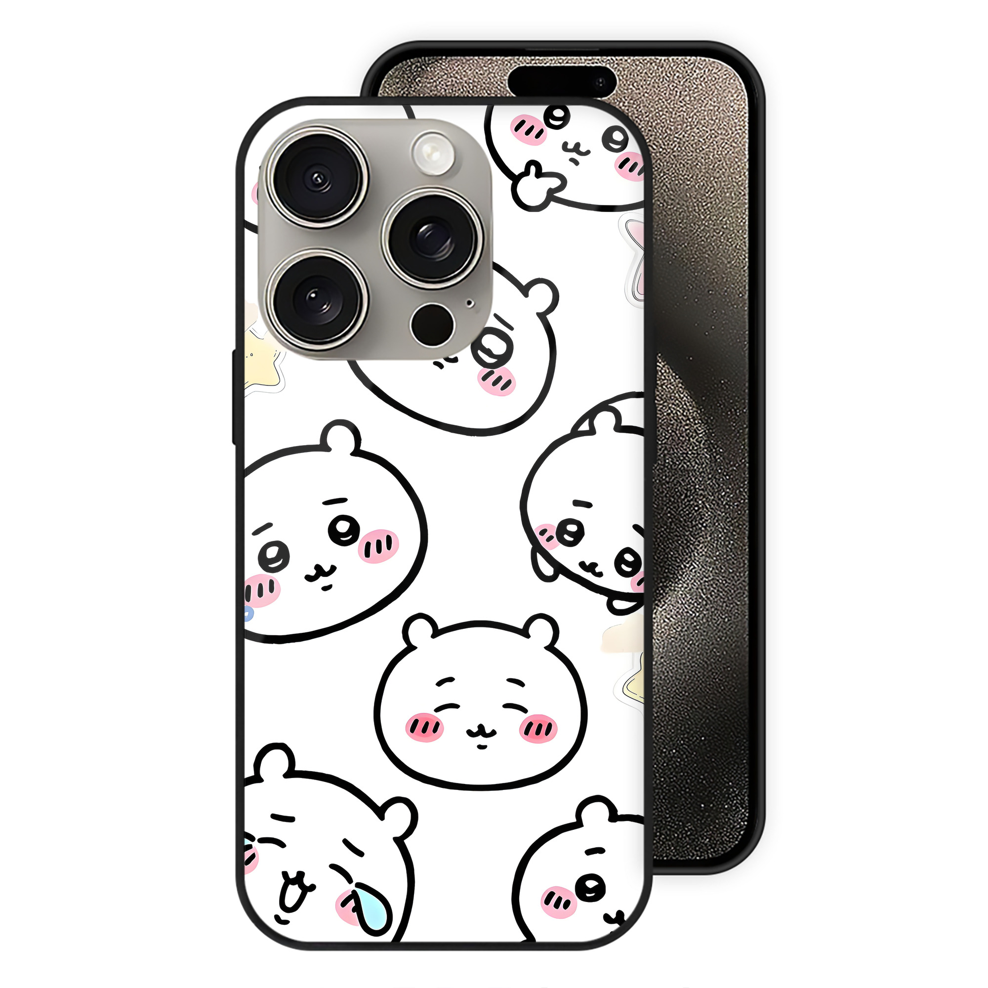 （画像用） ちいかわ Chii-kawa 【iPhone15Pro対応】スマホケース 耐衝撃＆黄変防止 背面ガラス