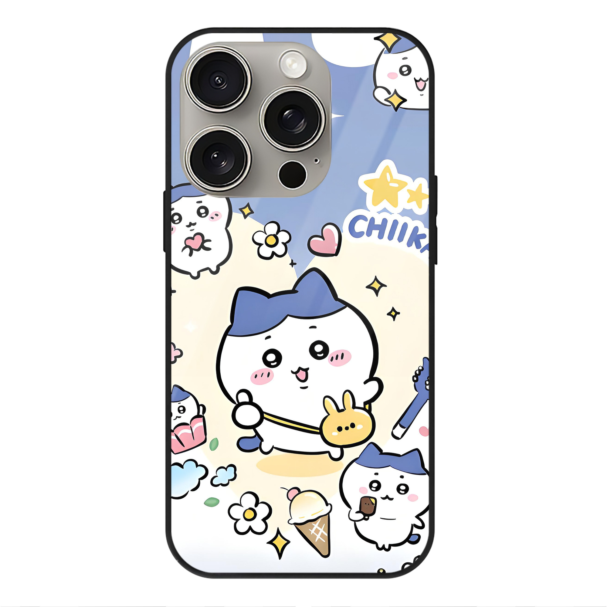 （画像用） ちいかわ Chii-kawa 【iPhone15Pro対応】スマホケース 耐衝撃＆黄変防止 背面ガラス