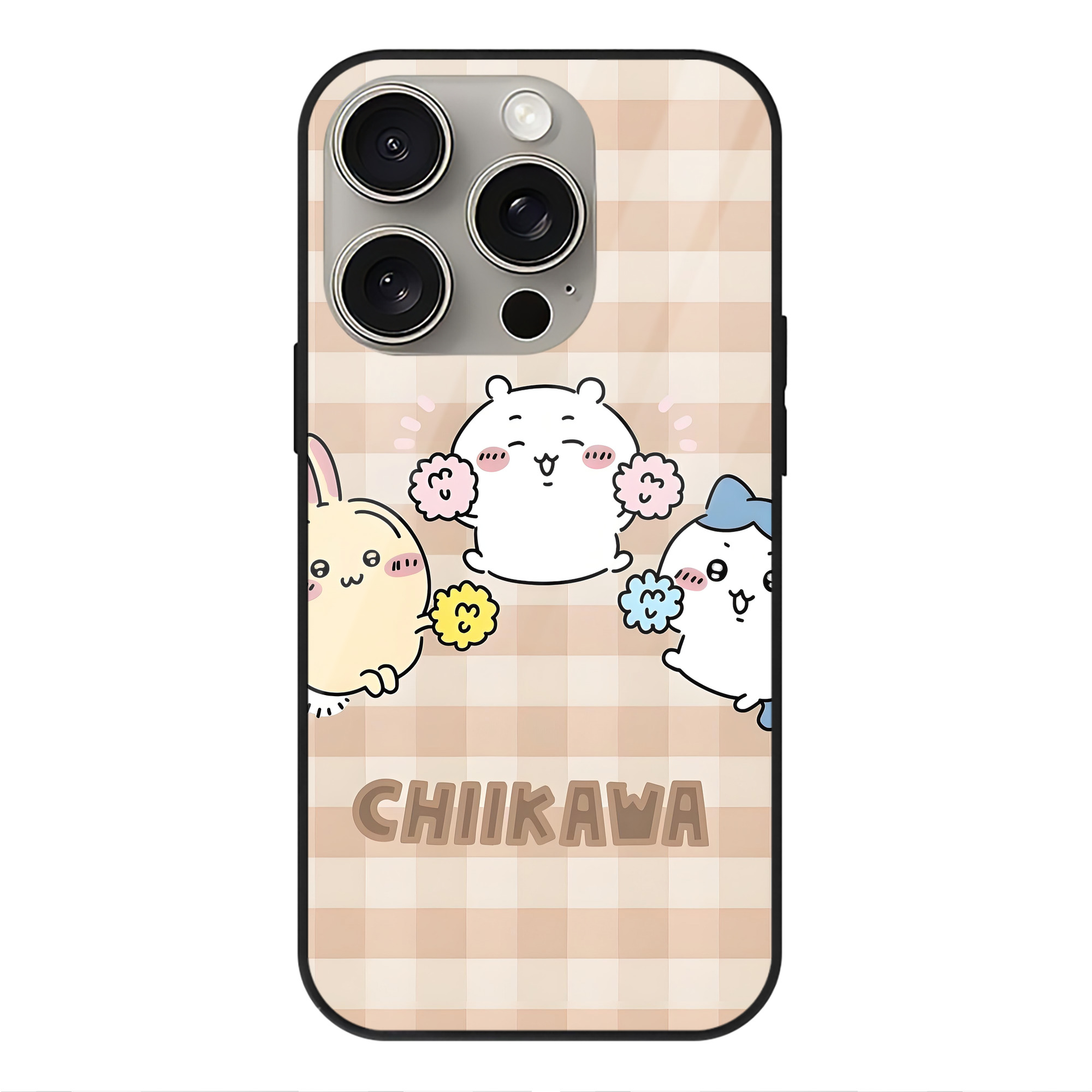 （画像用） ちいかわ Chii-kawa 【iPhone15Pro対応】スマホケース 耐衝撃＆黄変防止 背面ガラス