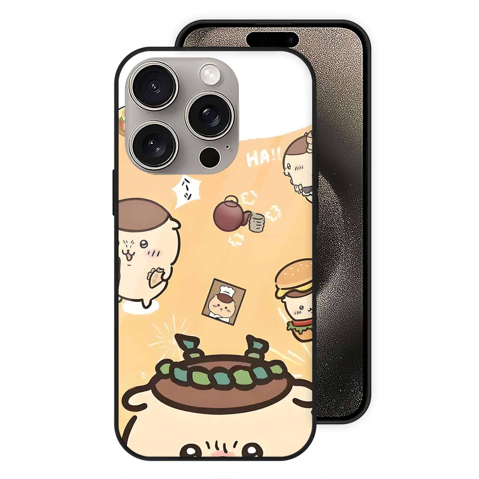 （画像用） ちいかわ Chii-kawa 【iPhone15Pro対応】スマホケース 耐衝撃＆黄変防止 背面ガラス