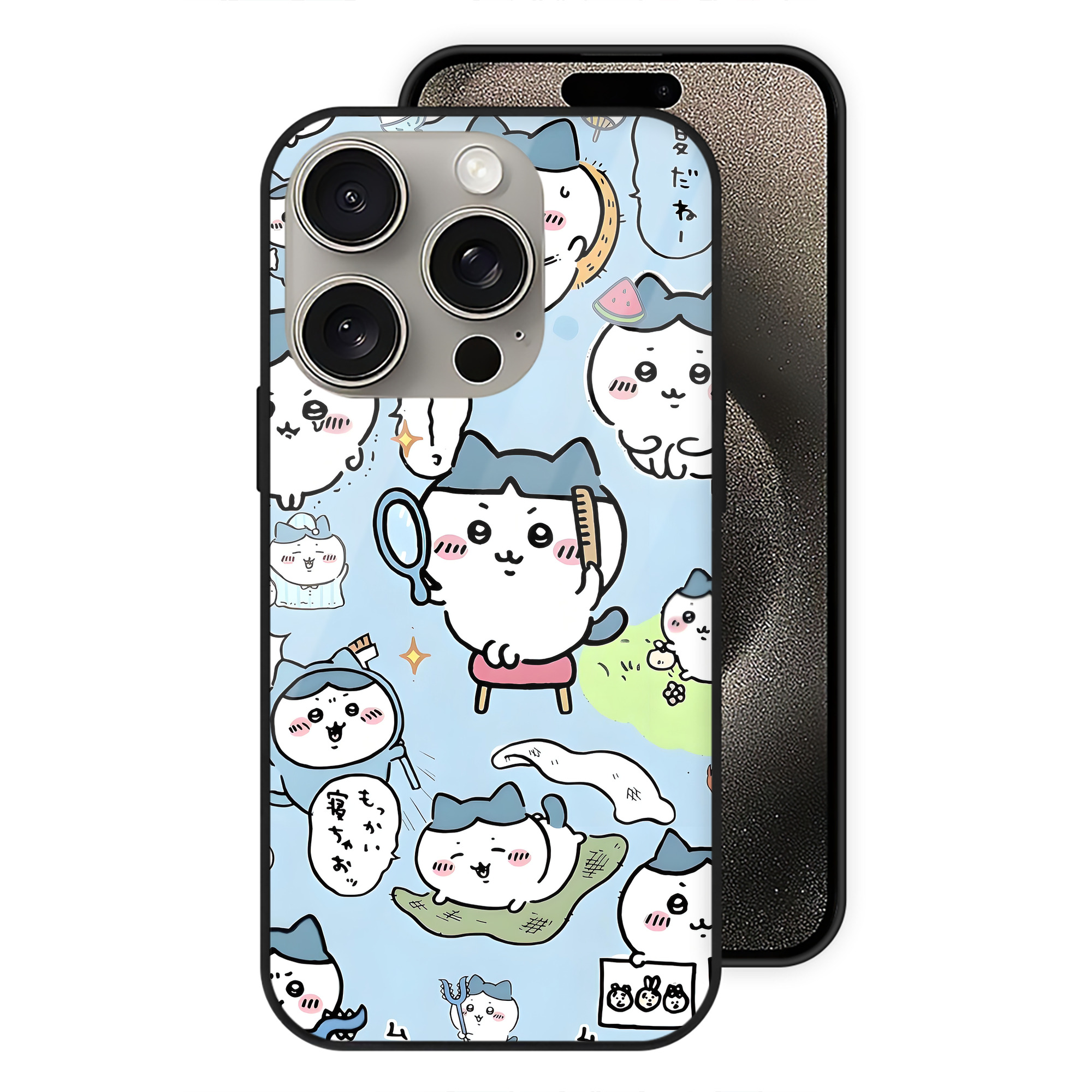 （画像用） ちいかわ Chii-kawa 【iPhone15Pro対応】スマホケース 耐衝撃＆黄変防止 背面ガラス
