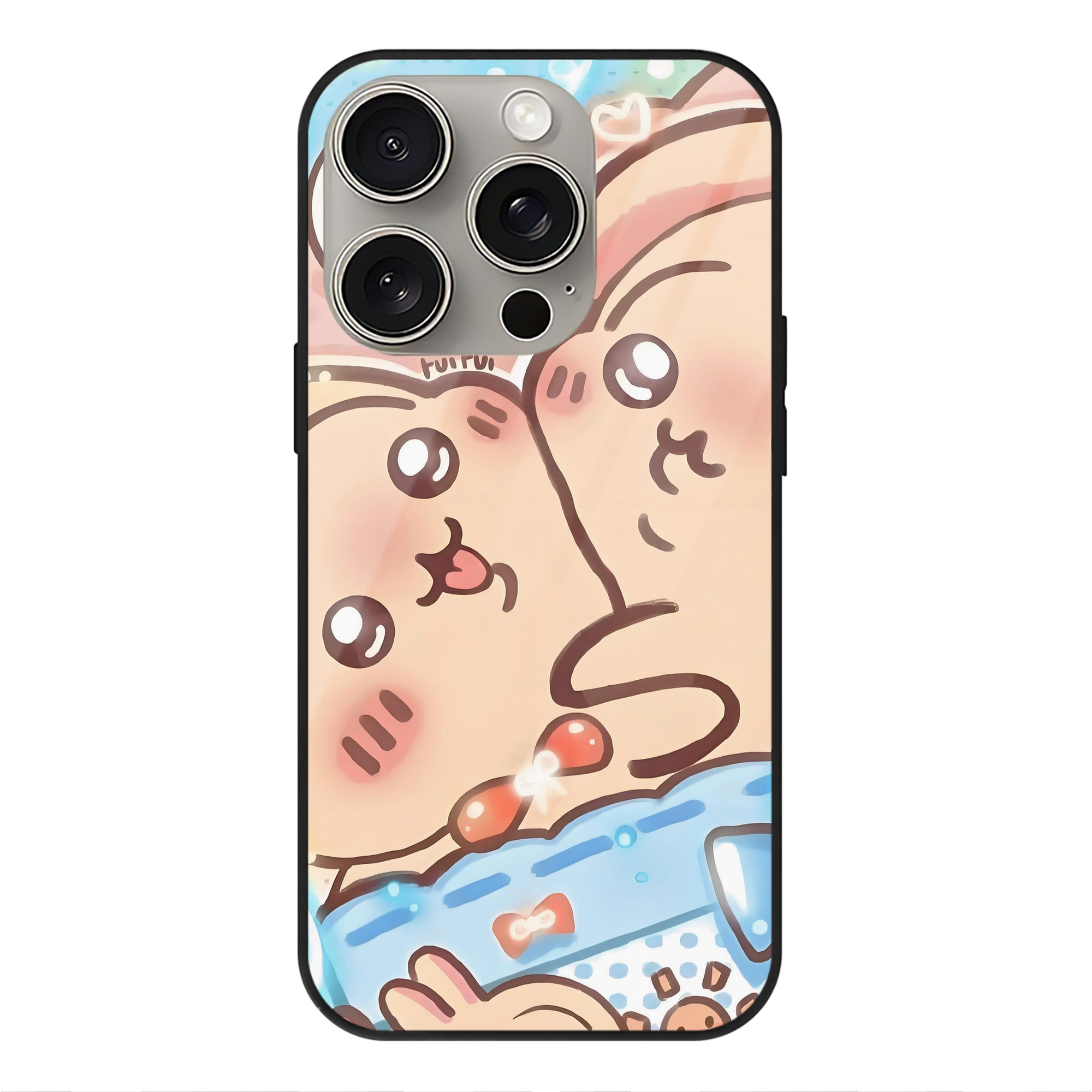 （画像用） ちいかわ Chii-kawa 【iPhone15Pro対応】スマホケース 耐衝撃＆黄変防止 背面ガラス