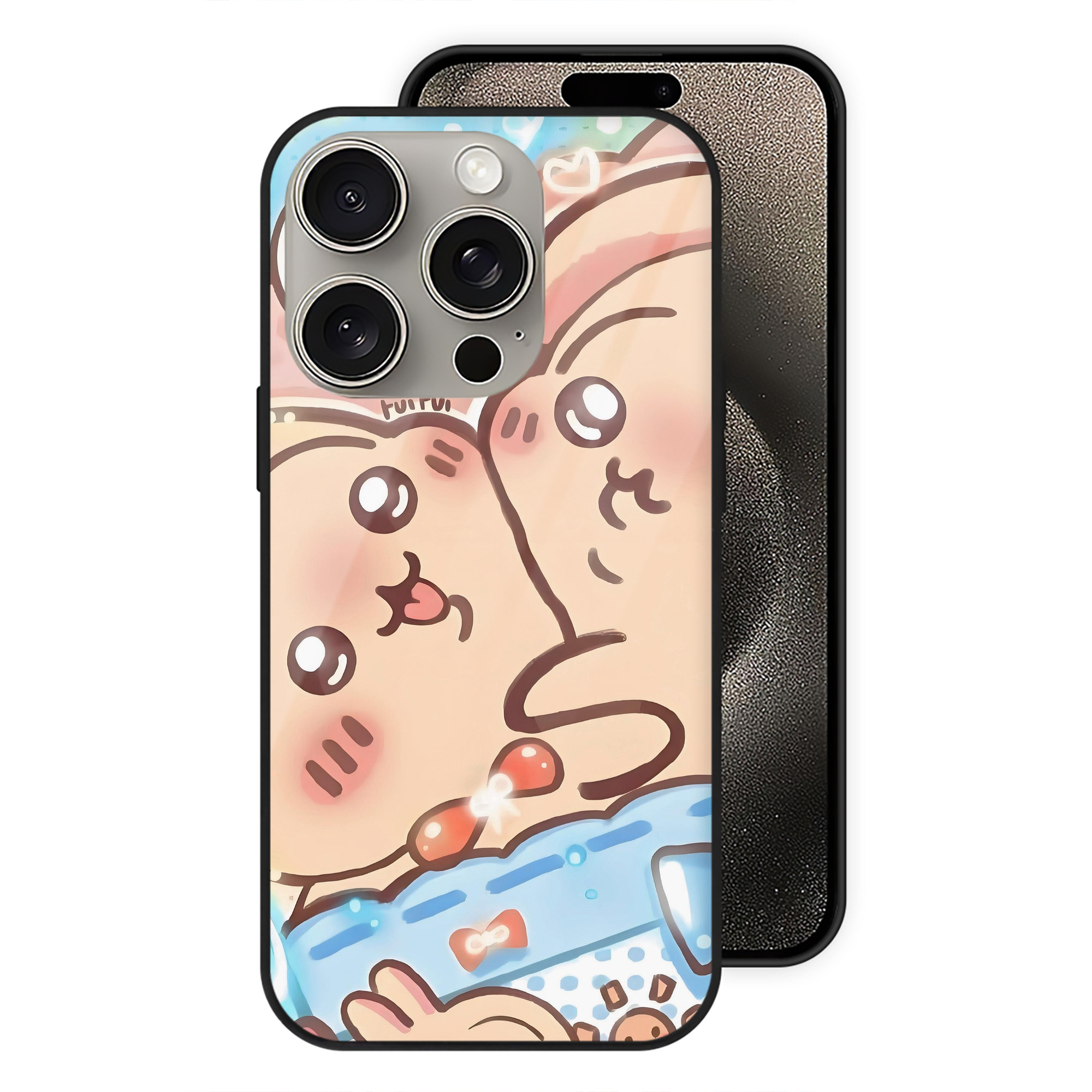 （画像用） ちいかわ Chii-kawa 【iPhone15Pro対応】スマホケース 耐衝撃＆黄変防止 背面ガラス