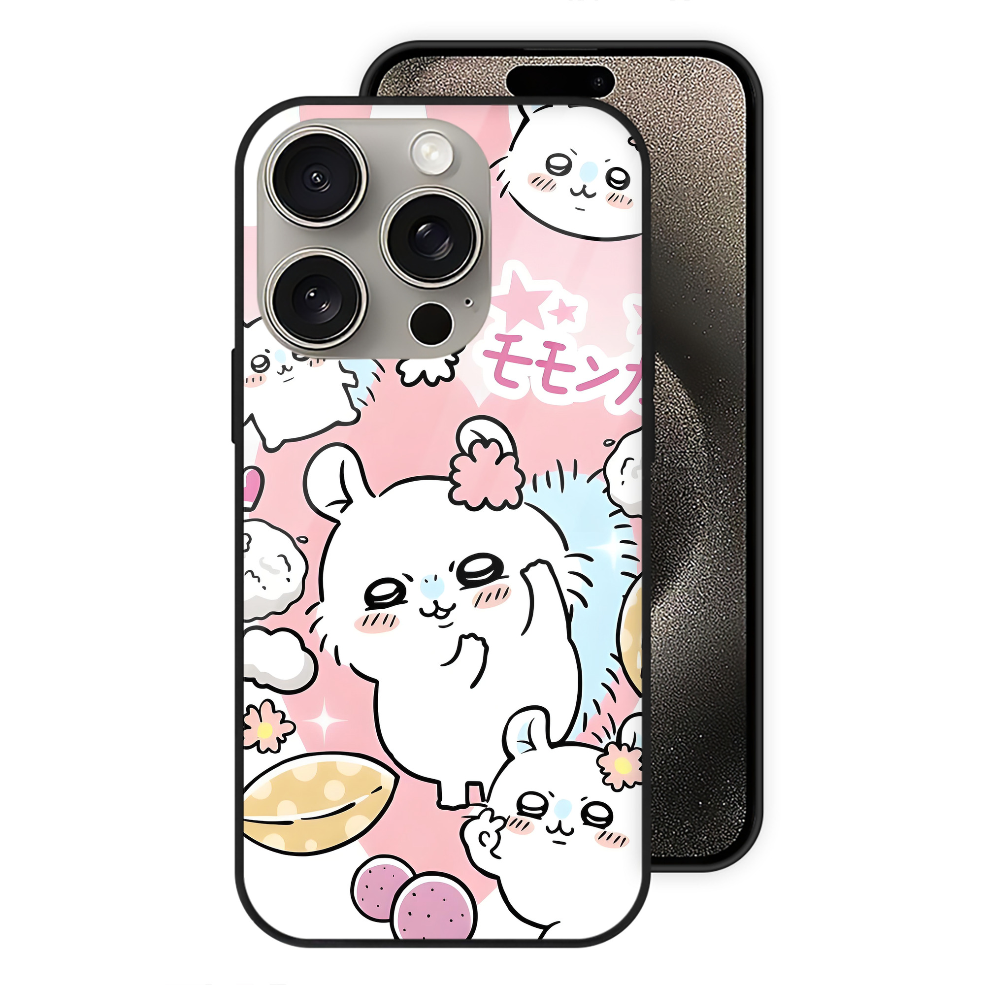 （画像用） ちいかわ Chii-kawa 【iPhone15Pro対応】スマホケース 耐衝撃＆黄変防止 背面ガラス
