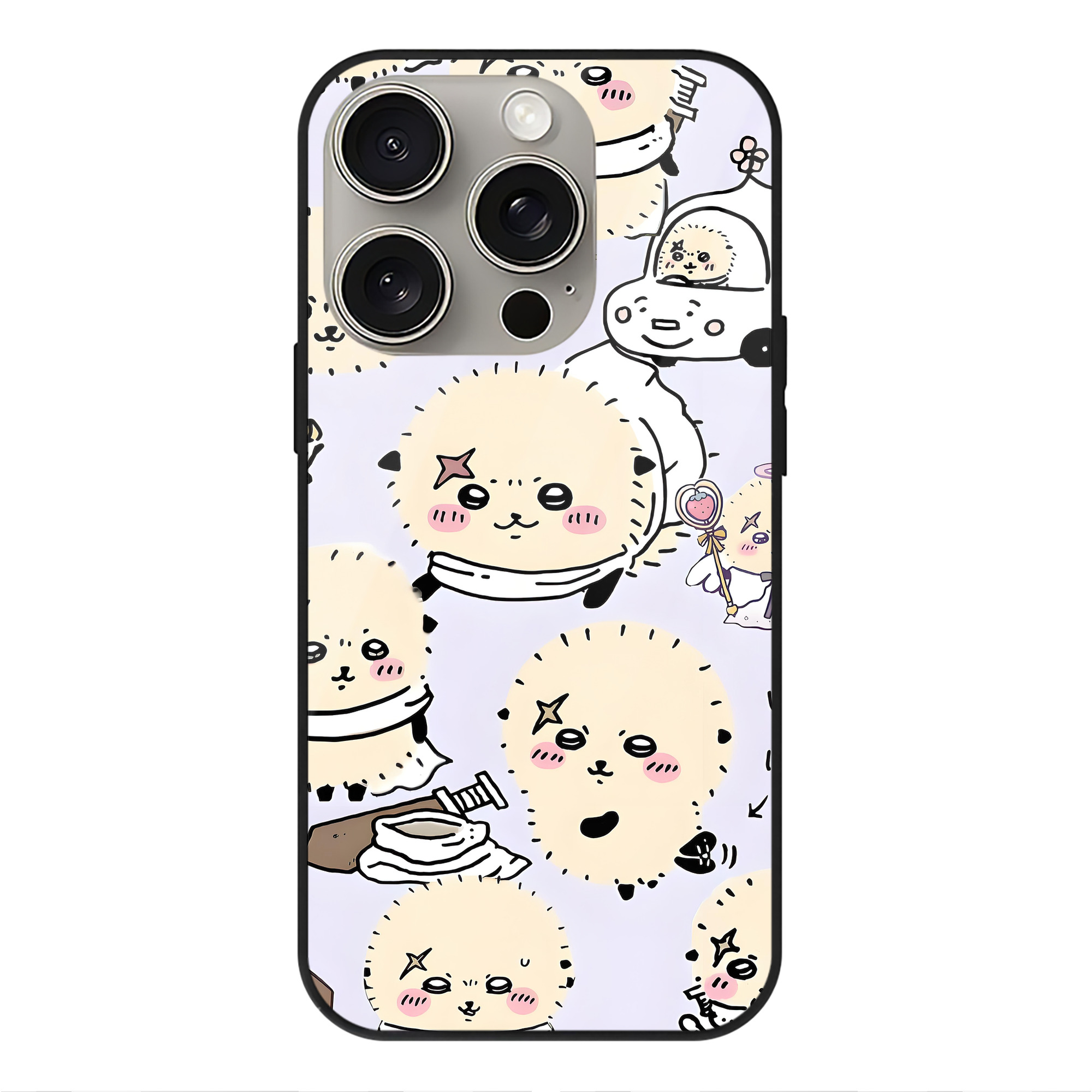 （画像用） ちいかわ Chii-kawa 【iPhone15Pro対応】スマホケース 耐衝撃＆黄変防止 背面ガラス