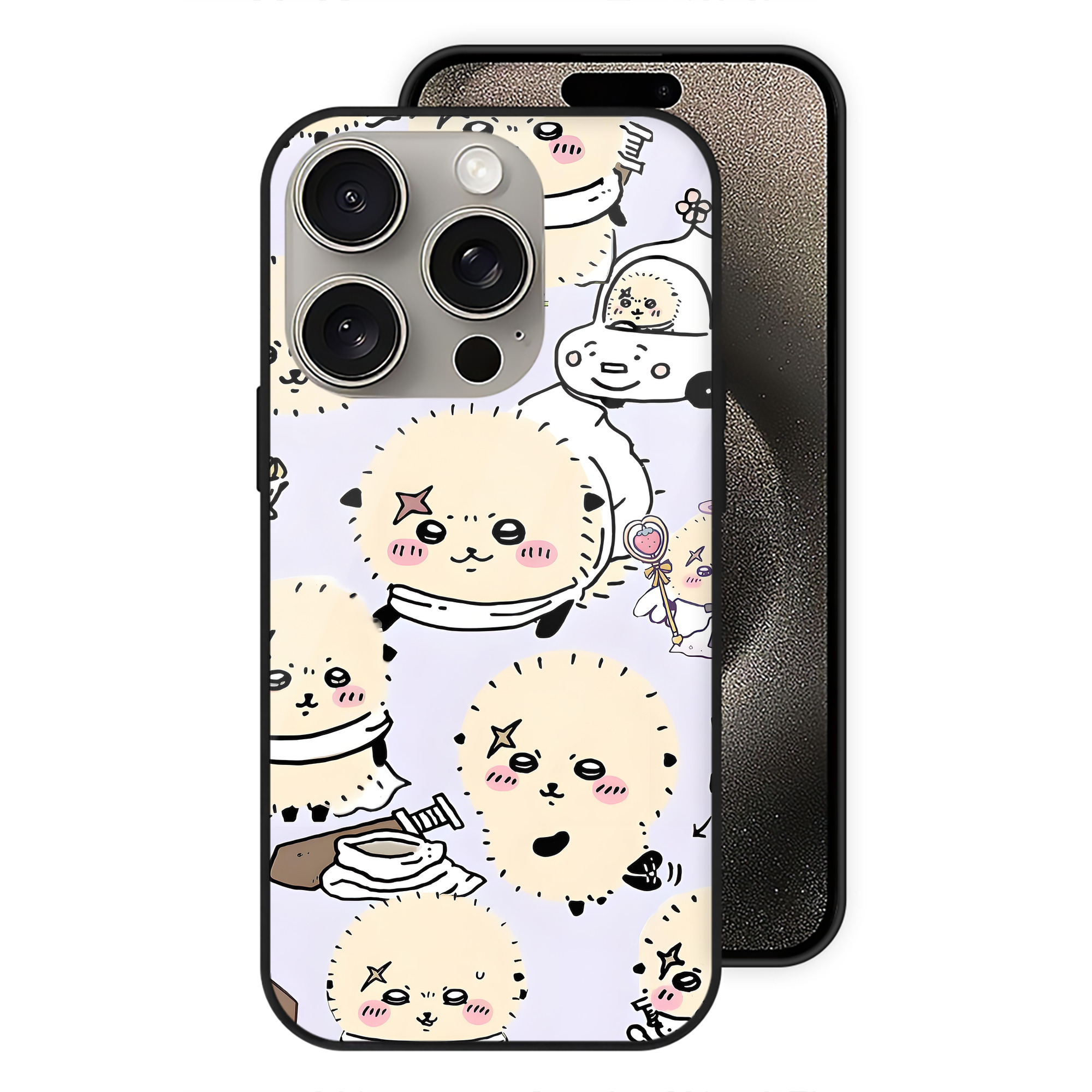 （画像用） ちいかわ Chii-kawa 【iPhone15Pro対応】スマホケース 耐衝撃＆黄変防止 背面ガラス