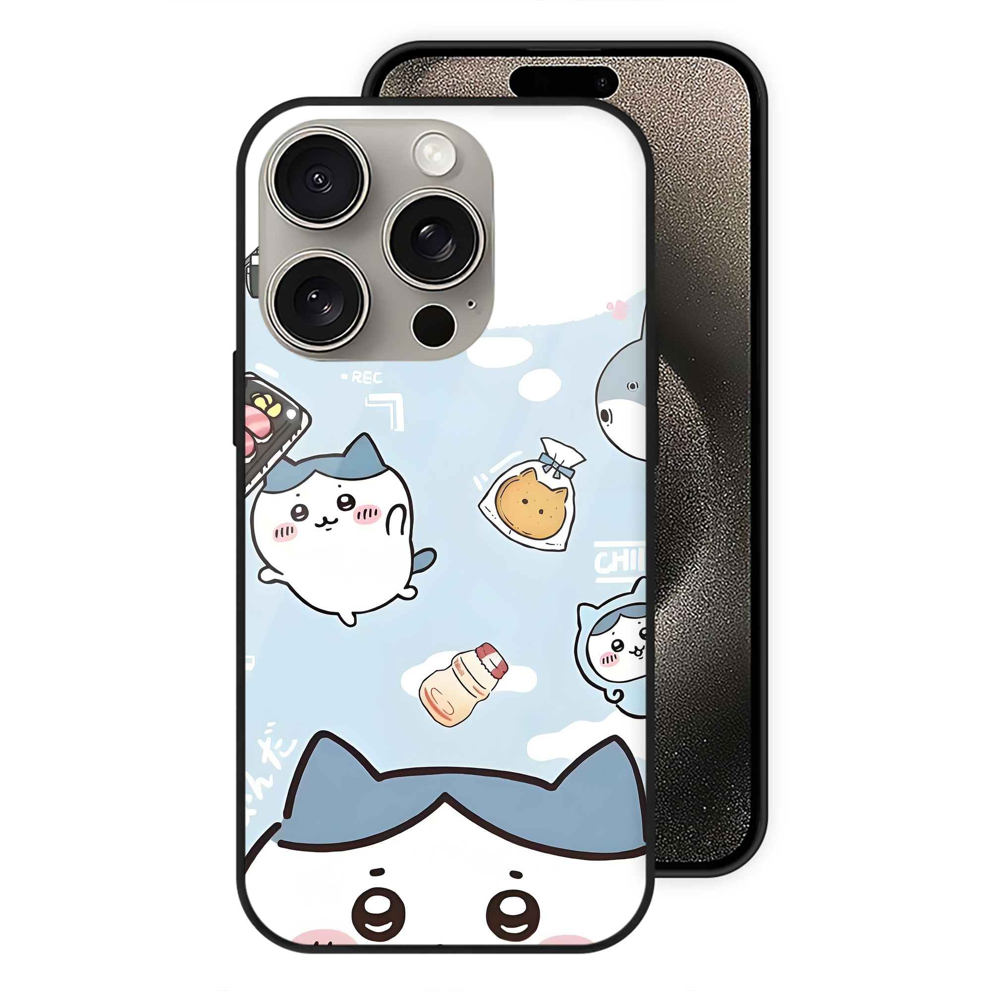 （画像用） ちいかわ Chii-kawa 【iPhone15Pro対応】スマホケース 耐衝撃＆黄変防止 背面ガラス