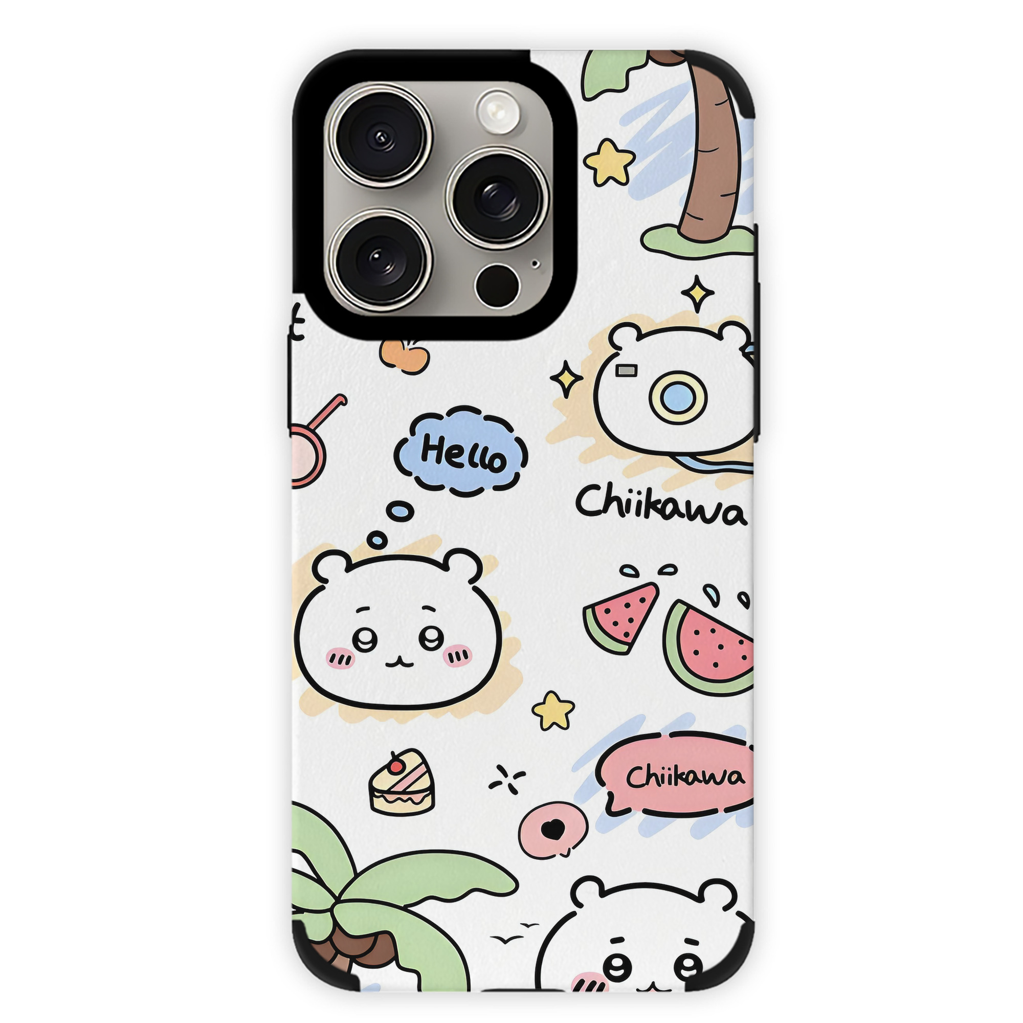 （画像用） ちいかわ Chii-kawa 【iPhone15ProMax対応】 PUレザー スマホケース 耐衝撃＆黄変防止