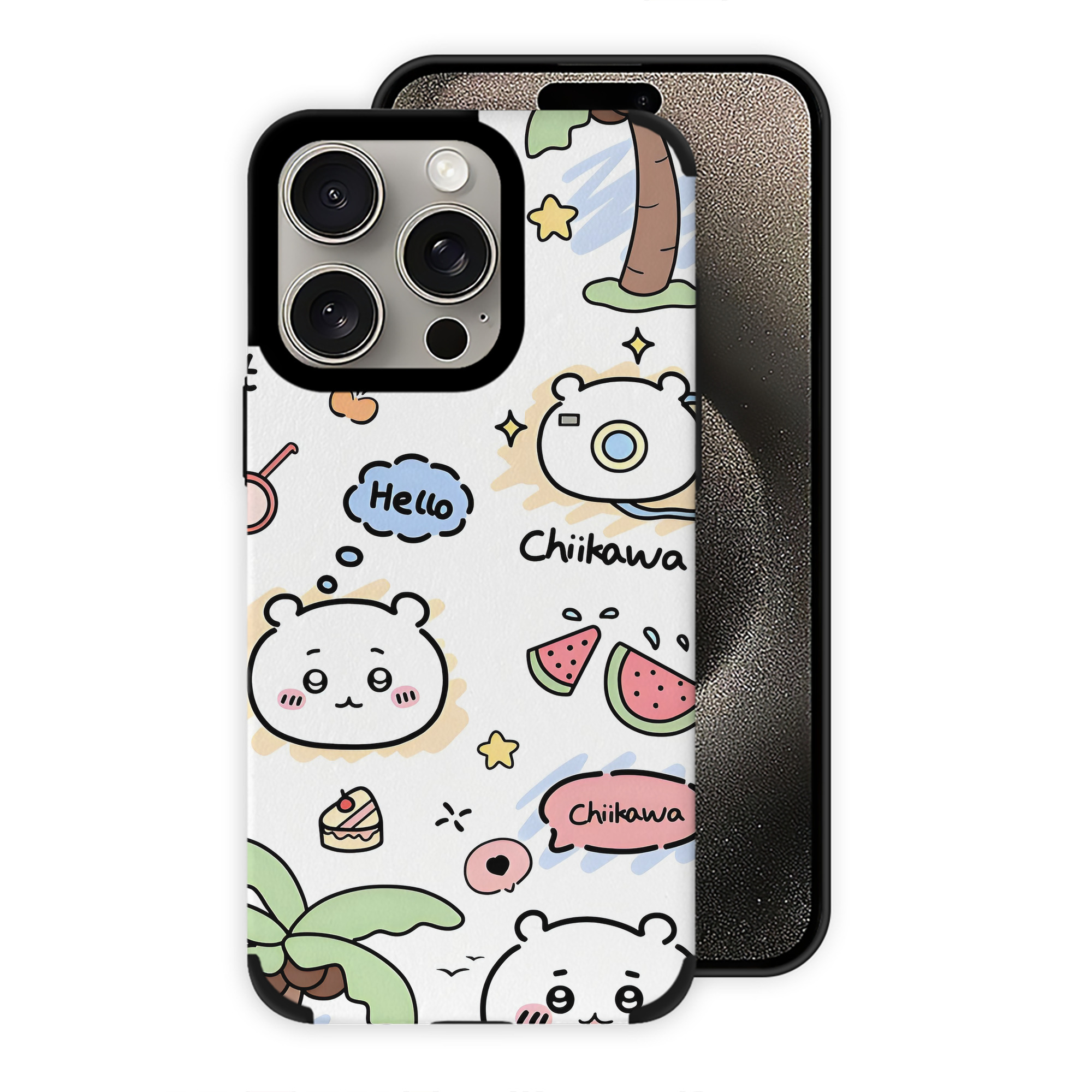 （画像用） ちいかわ Chii-kawa 【iPhone15ProMax対応】 PUレザー スマホケース 耐衝撃＆黄変防止