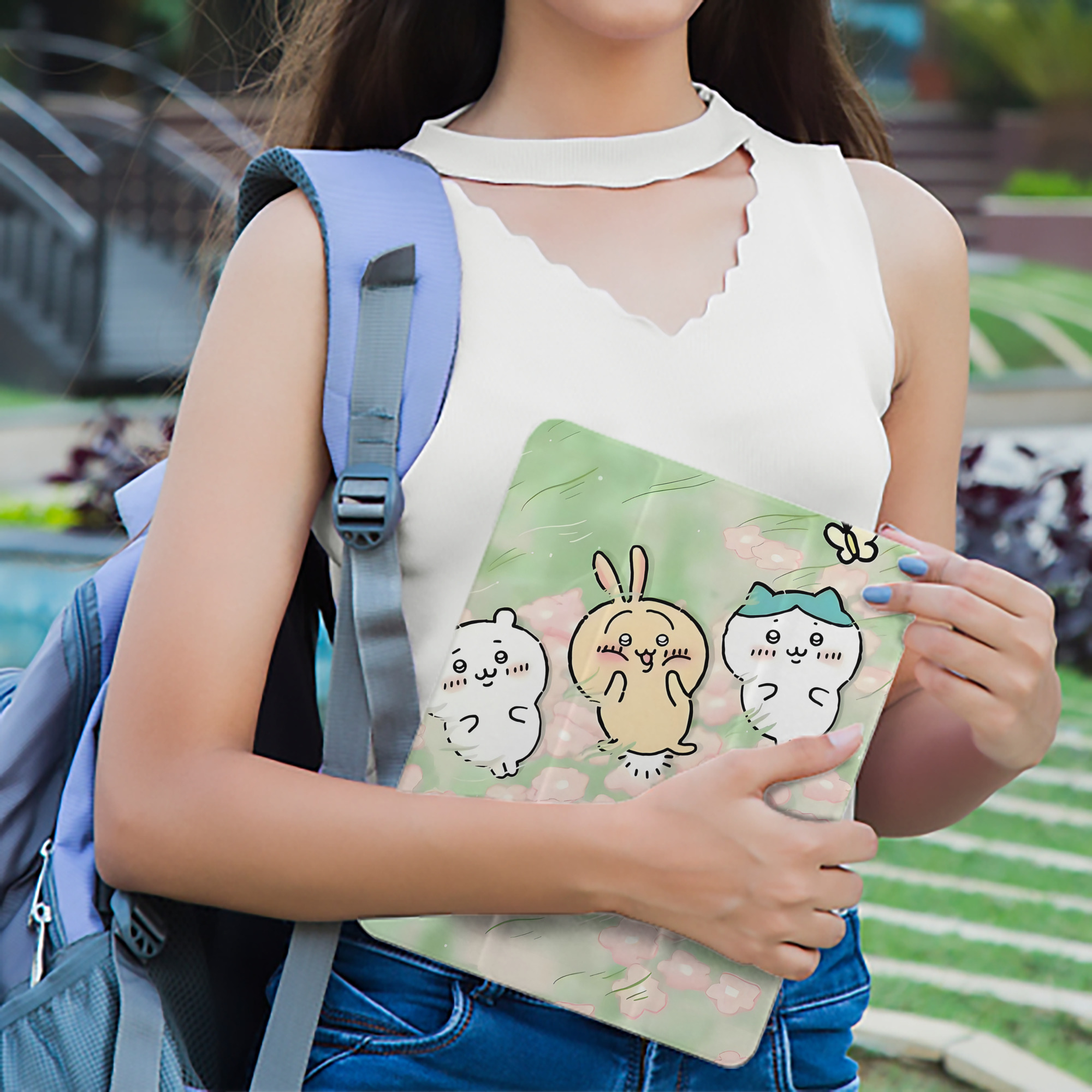ちいかわ Chii-kawa IPad ケース ペン収納付き 三つ折りスタンド PUレザー×シリコン 対応機種9.5/10.5/10.9インチ