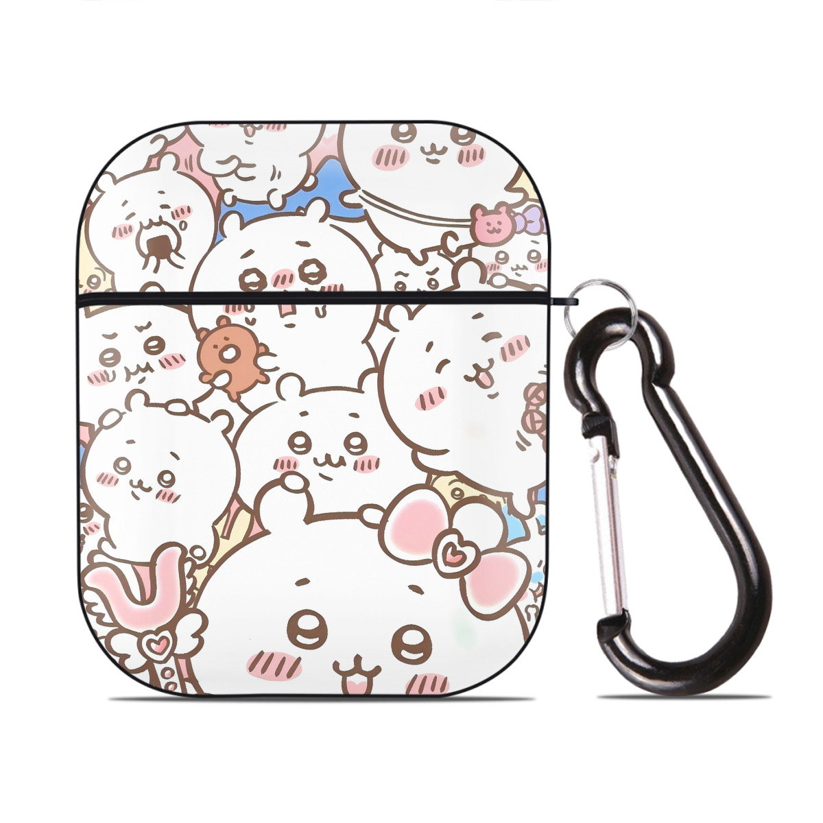 （画像用） ちいかわ Chii-kawa AirPods 第2世代保護ケース ハードシェル ブラック 耐衝撃・防指紋・カラビナ付き