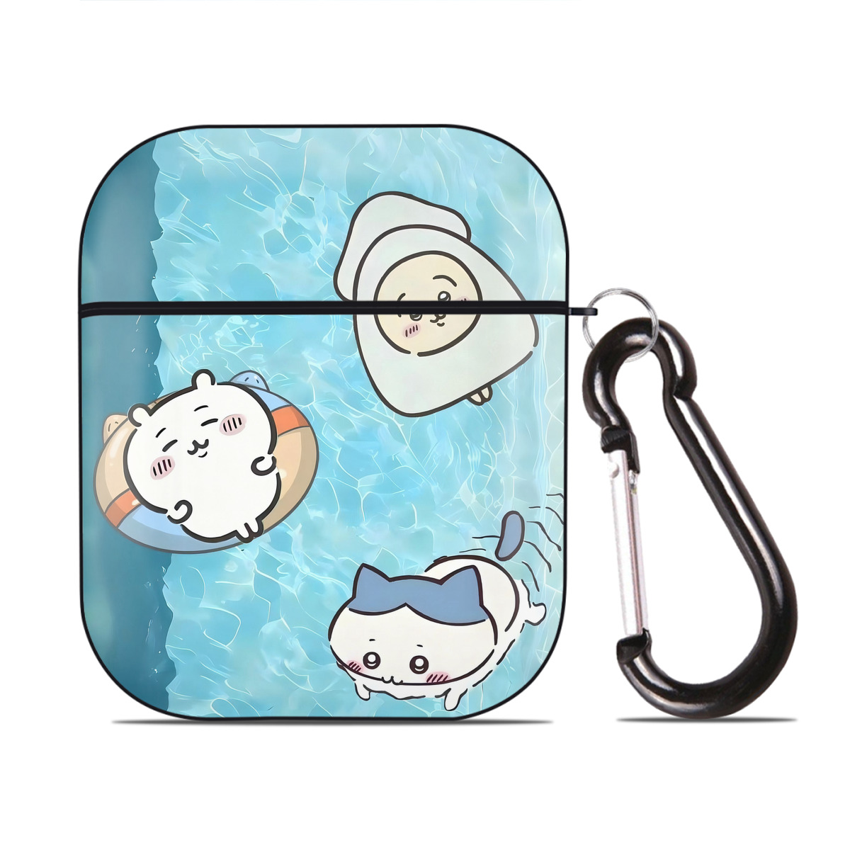 （画像用） ちいかわ Chii-kawa AirPods 第2世代保護ケース ハードシェル ブラック 耐衝撃・防指紋・カラビナ付き