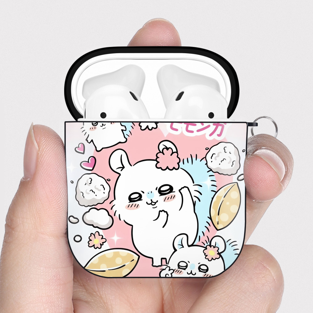 （画像用） ちいかわ Chii-kawa AirPods 第2世代保護ケース ハードシェル ブラック 耐衝撃・防指紋・カラビナ付き