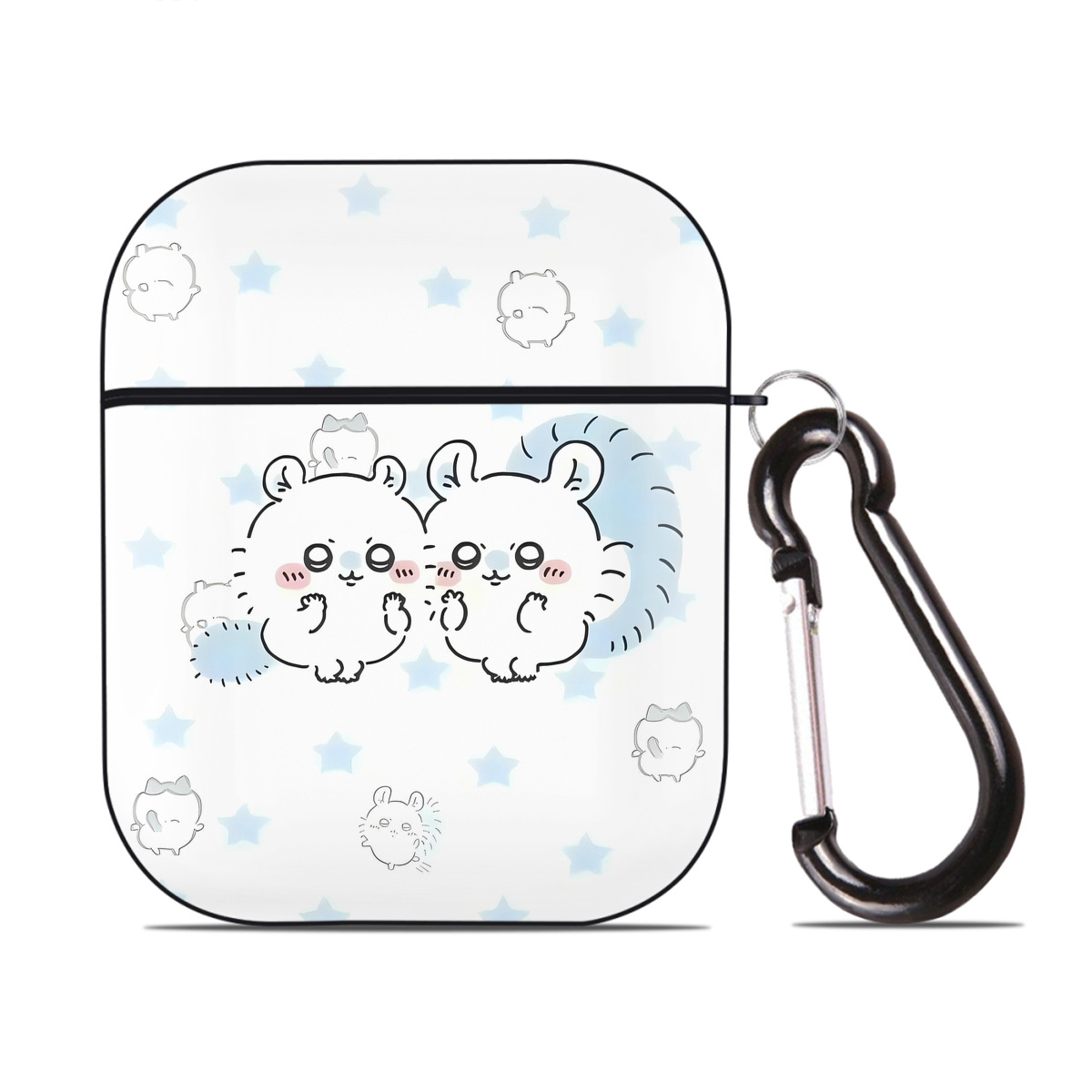 （画像用） ちいかわ Chii-kawa AirPods 第2世代保護ケース ハードシェル ブラック 耐衝撃・防指紋・カラビナ付き