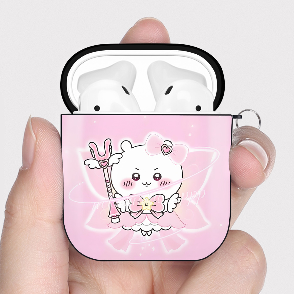 （画像用） ちいかわ Chii-kawa AirPods 第2世代保護ケース ハードシェル ブラック 耐衝撃・防指紋・カラビナ付き