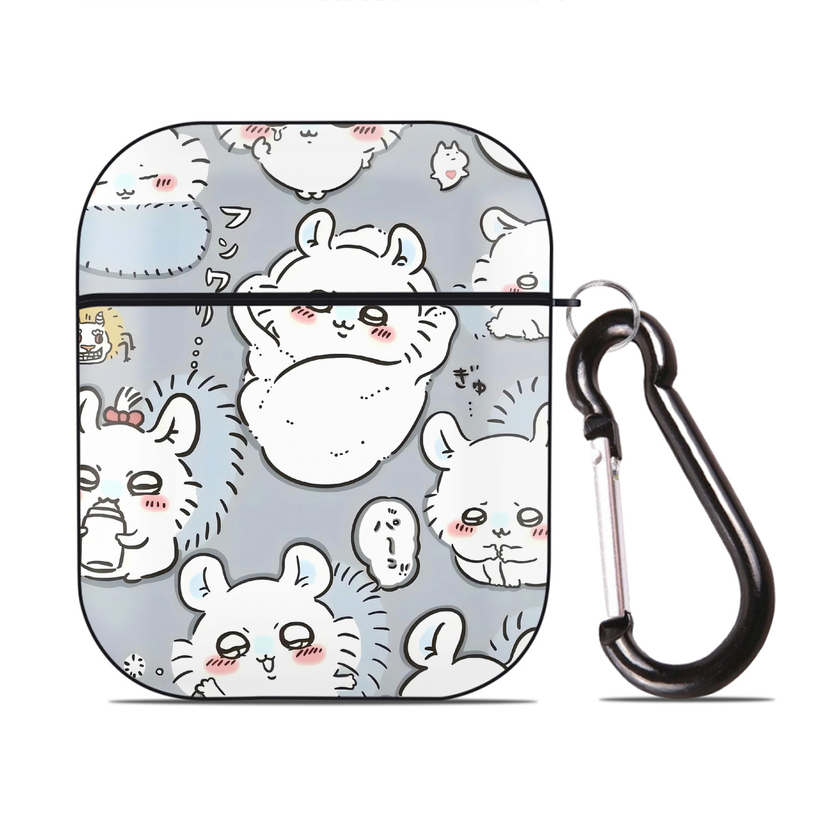 （画像用） ちいかわ Chii-kawa AirPods 第2世代保護ケース ハードシェル ブラック 耐衝撃・防指紋・カラビナ付き