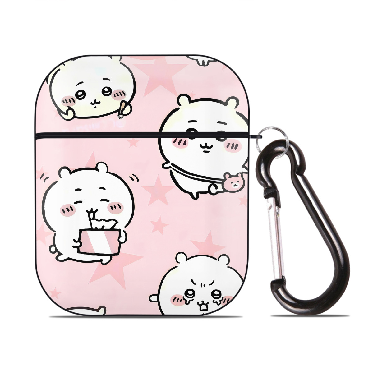 （画像用） ちいかわ Chii-kawa AirPods 第2世代保護ケース ハードシェル ブラック 耐衝撃・防指紋・カラビナ付き