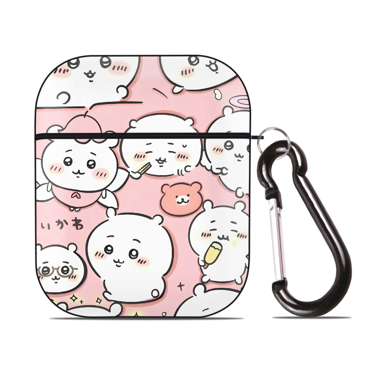 （画像用） ちいかわ Chii-kawa AirPods 第2世代保護ケース ハードシェル ブラック 耐衝撃・防指紋・カラビナ付き