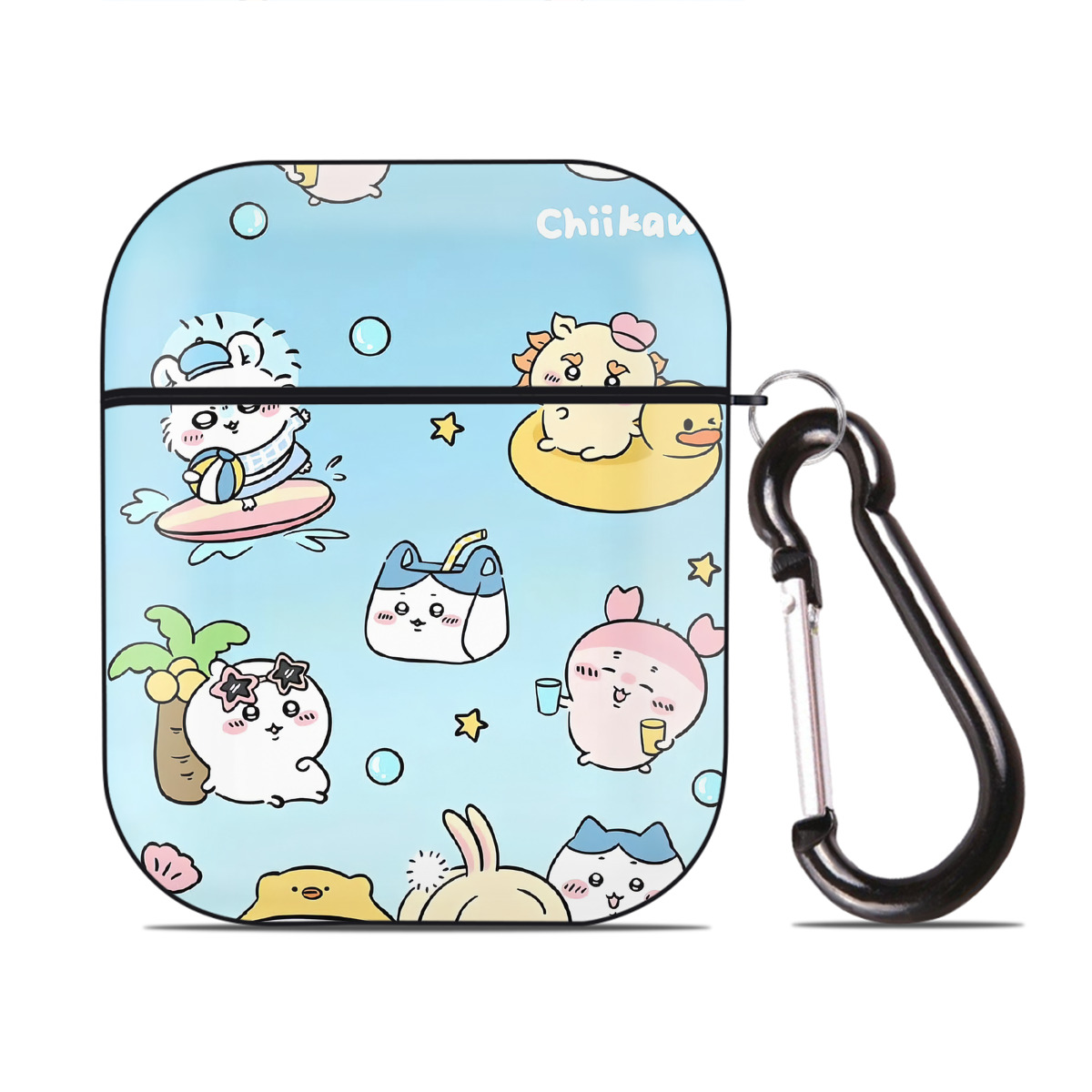 （画像用） ちいかわ Chii-kawa AirPods 第2世代保護ケース ハードシェル ブラック 耐衝撃・防指紋・カラビナ付き