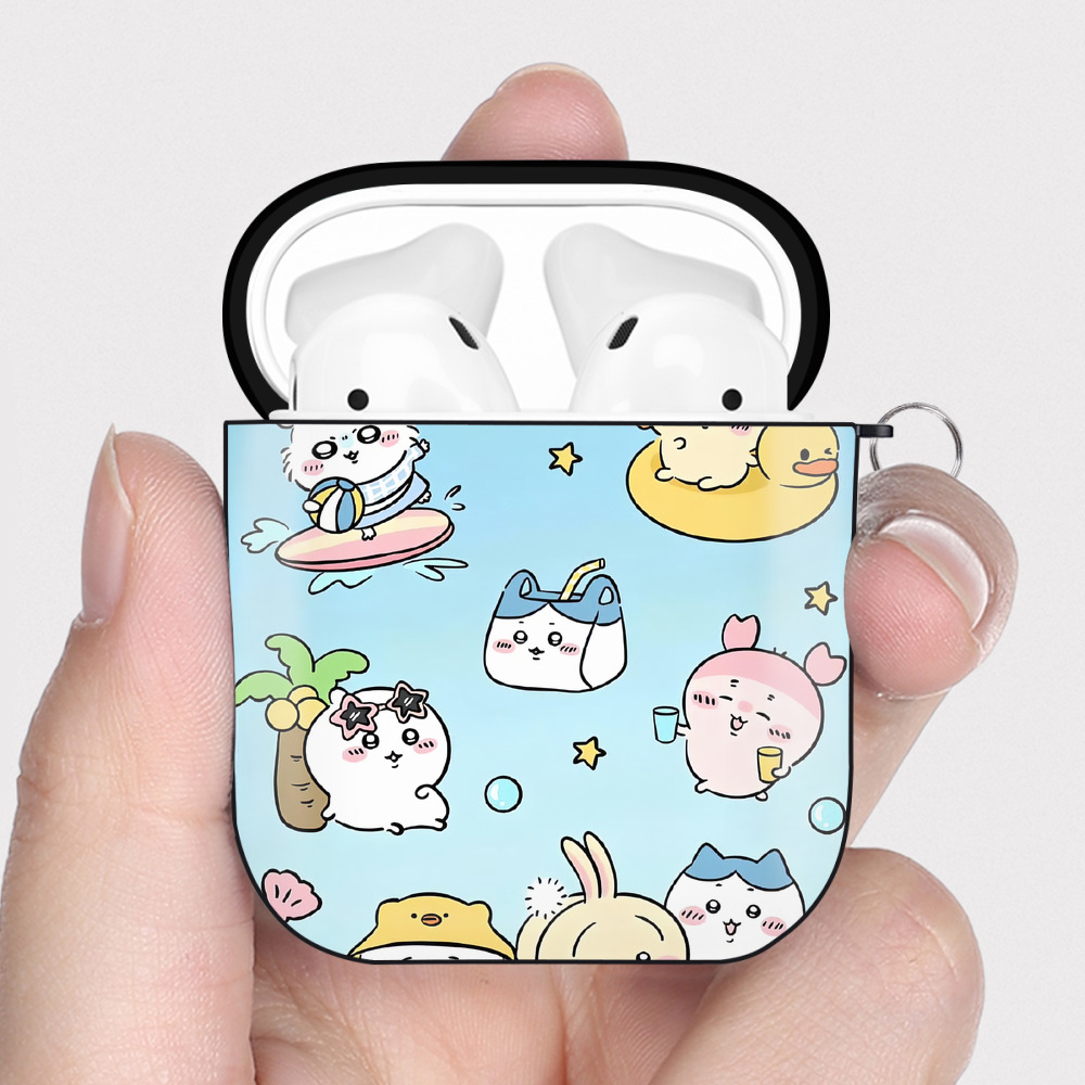 （画像用） ちいかわ Chii-kawa AirPods 第2世代保護ケース ハードシェル ブラック 耐衝撃・防指紋・カラビナ付き