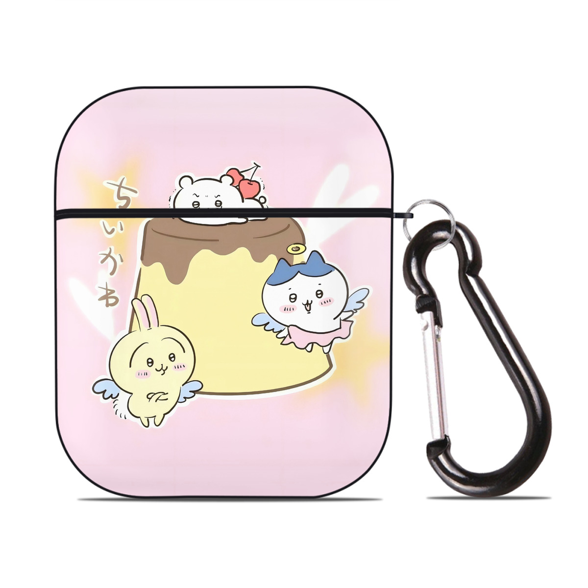 （画像用） ちいかわ Chii-kawa AirPods 第2世代保護ケース ハードシェル ブラック 耐衝撃・防指紋・カラビナ付き