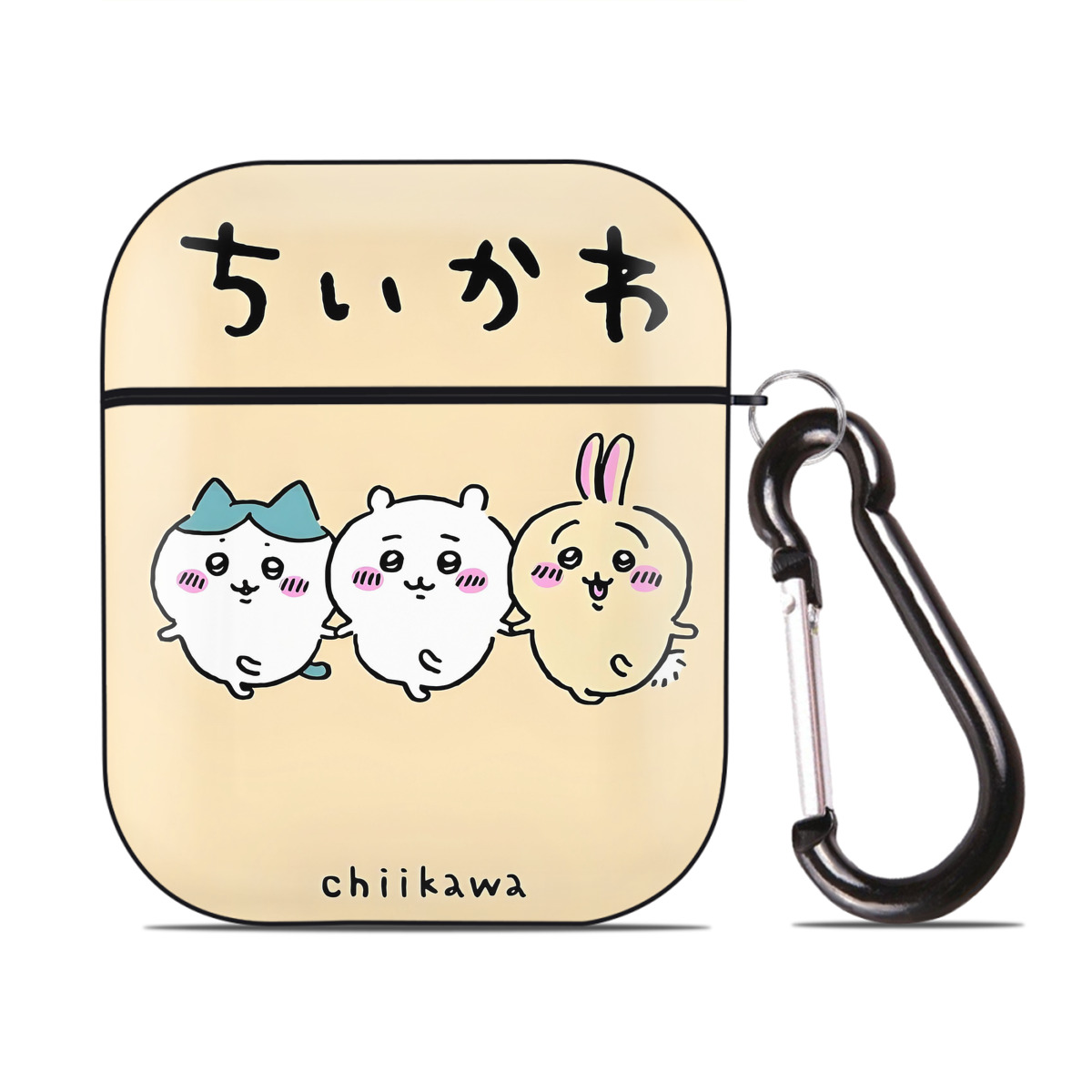 （画像用） ちいかわ Chii-kawa AirPods 第2世代保護ケース ハードシェル ブラック 耐衝撃・防指紋・カラビナ付き