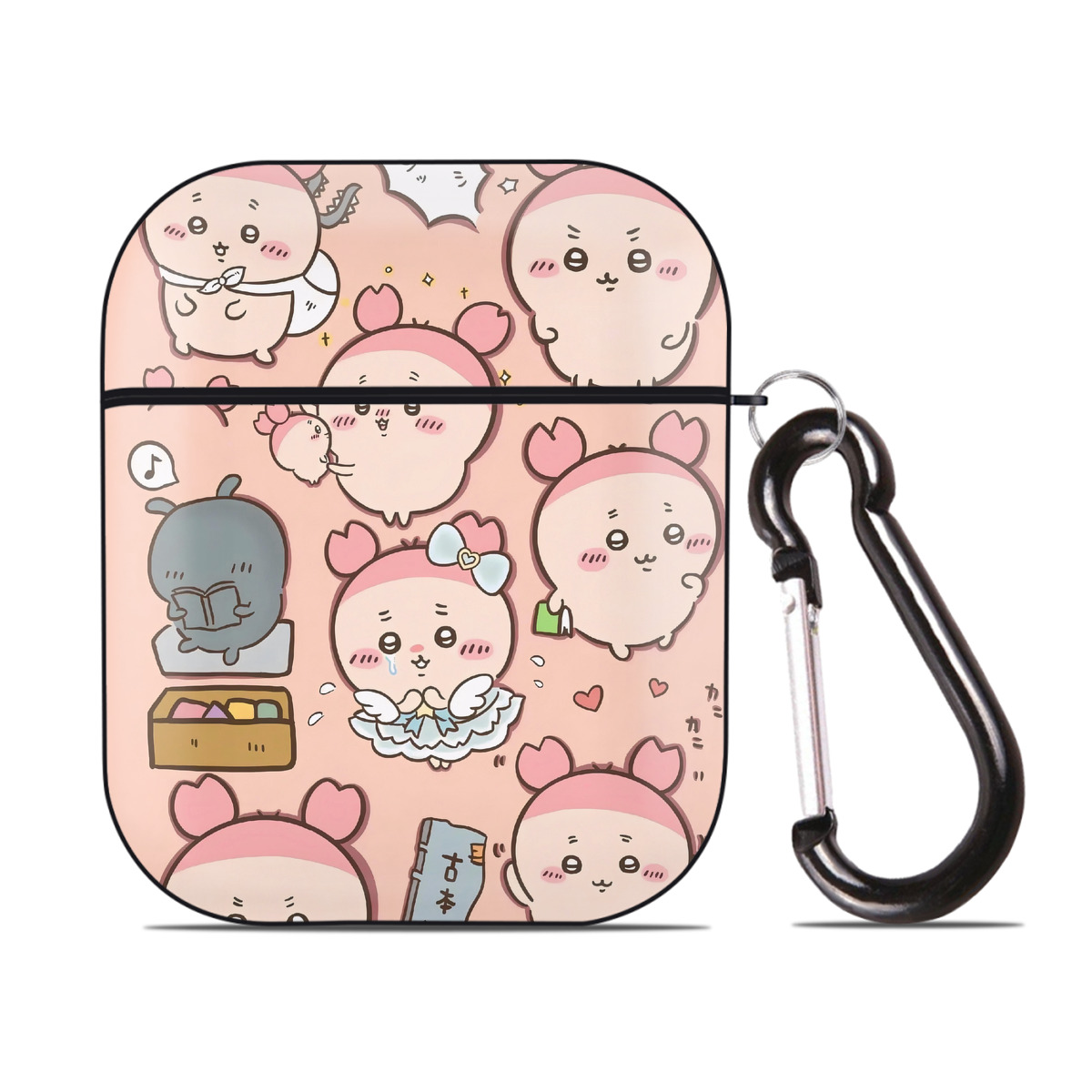 （画像用） ちいかわ Chii-kawa AirPods 第2世代保護ケース ハードシェル ブラック 耐衝撃・防指紋・カラビナ付き
