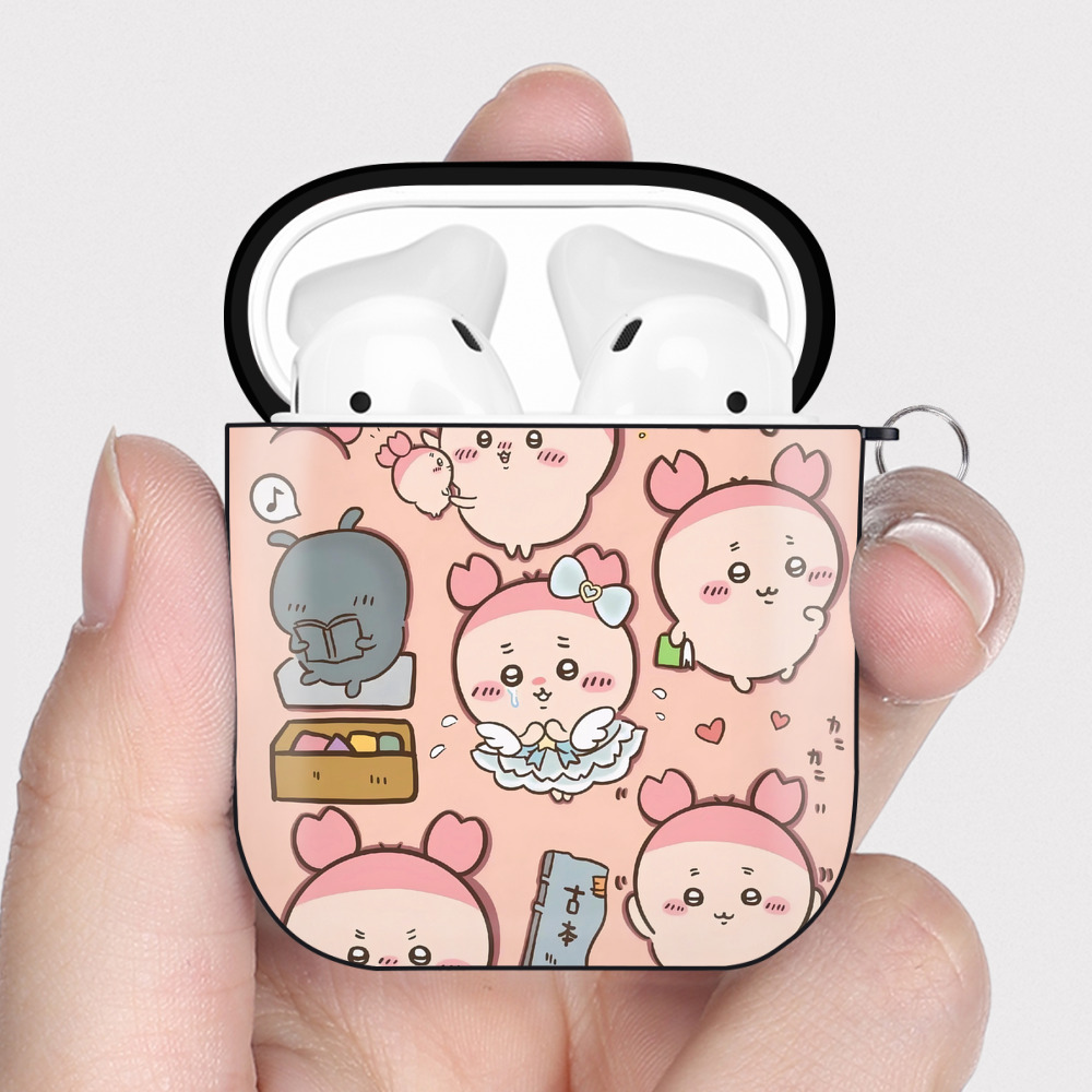 （画像用） ちいかわ Chii-kawa AirPods 第2世代保護ケース ハードシェル ブラック 耐衝撃・防指紋・カラビナ付き