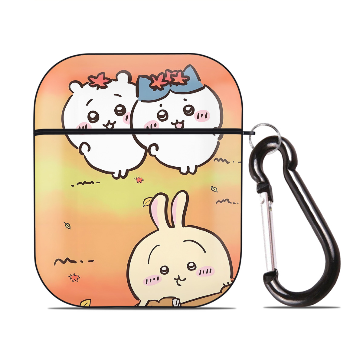 （画像用） ちいかわ Chii-kawa AirPods 第2世代保護ケース ハードシェル ブラック 耐衝撃・防指紋・カラビナ付き