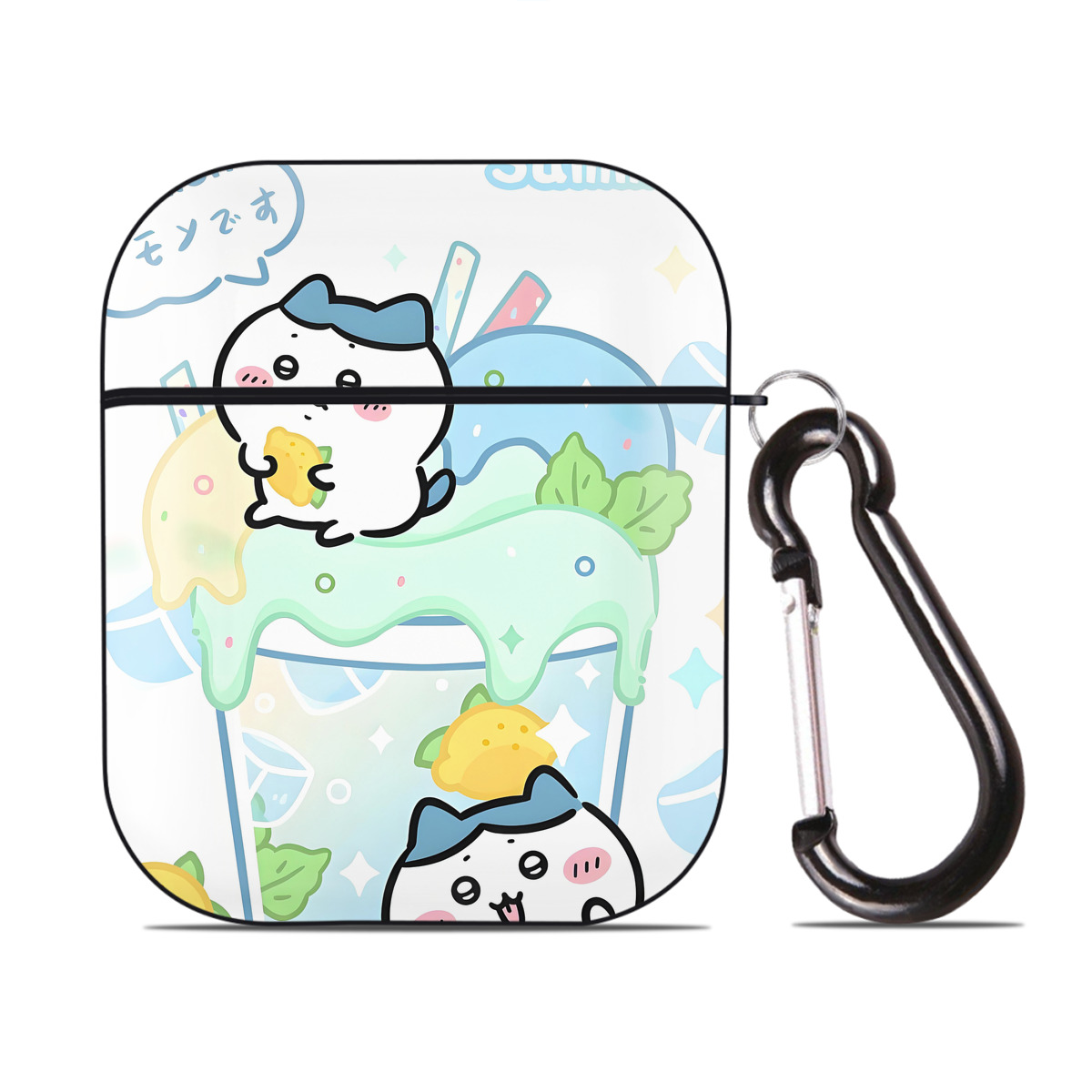 （画像用） ちいかわ Chii-kawa AirPods 第2世代保護ケース ハードシェル ブラック 耐衝撃・防指紋・カラビナ付き