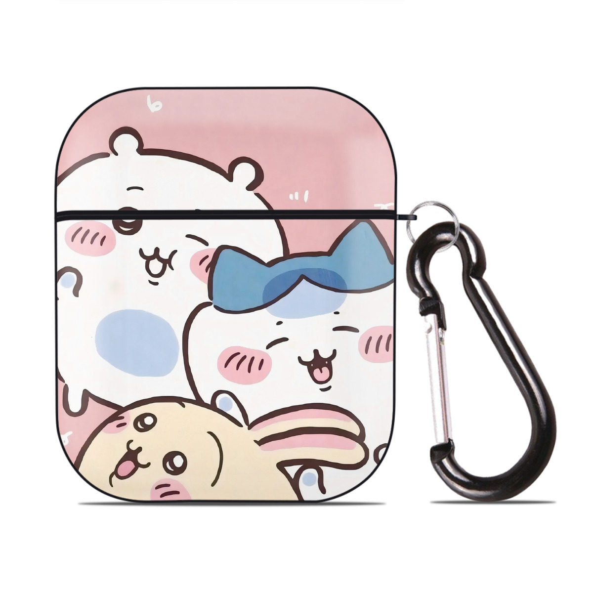 （画像用） ちいかわ Chii-kawa AirPods 第2世代保護ケース ハードシェル ブラック 耐衝撃・防指紋・カラビナ付き