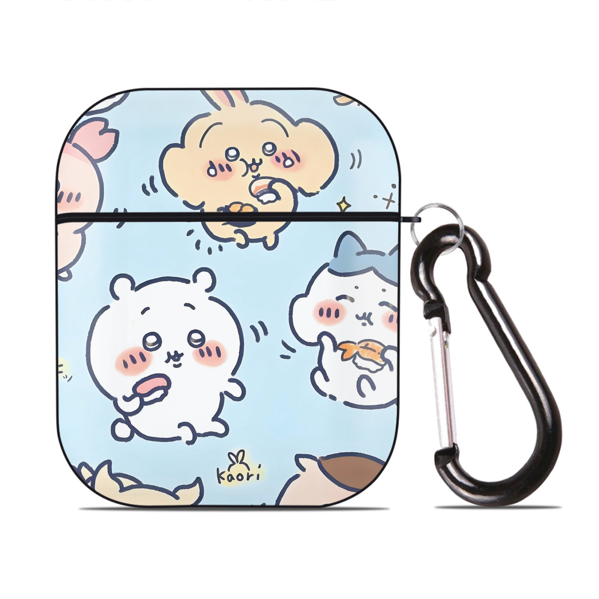 （画像用） ちいかわ Chii-kawa AirPods 第2世代保護ケース ハードシェル ブラック 耐衝撃・防指紋・カラビナ付き