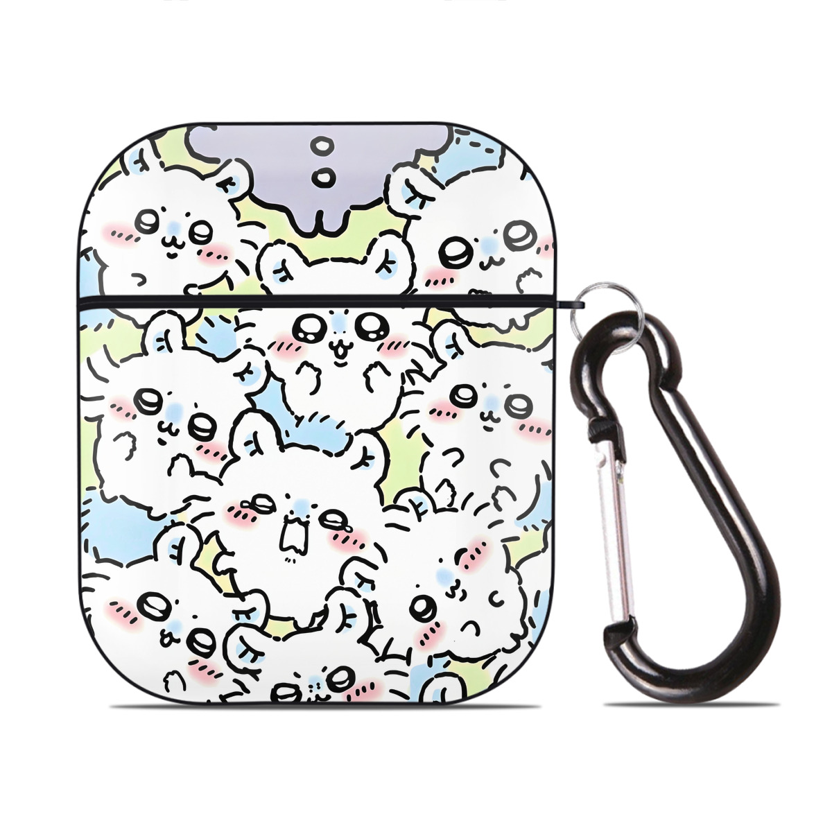 （画像用） ちいかわ Chii-kawa AirPods 第2世代保護ケース ハードシェル ブラック 耐衝撃・防指紋・カラビナ付き