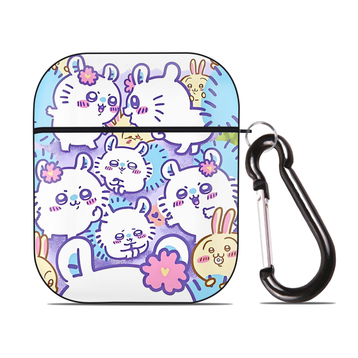 （画像用） ちいかわ Chii-kawa AirPods 第2世代保護ケース ハードシェル ブラック 耐衝撃・防指紋・カラビナ付き