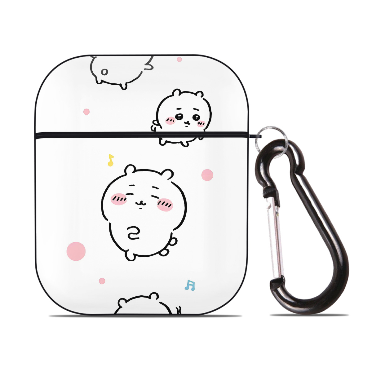 （画像用） ちいかわ Chii-kawa AirPods 第2世代保護ケース ハードシェル ブラック 耐衝撃・防指紋・カラビナ付き