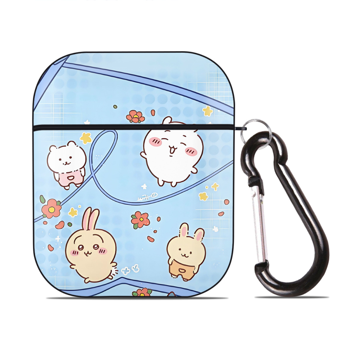 （画像用） ちいかわ Chii-kawa AirPods 第2世代保護ケース ハードシェル ブラック 耐衝撃・防指紋・カラビナ付き