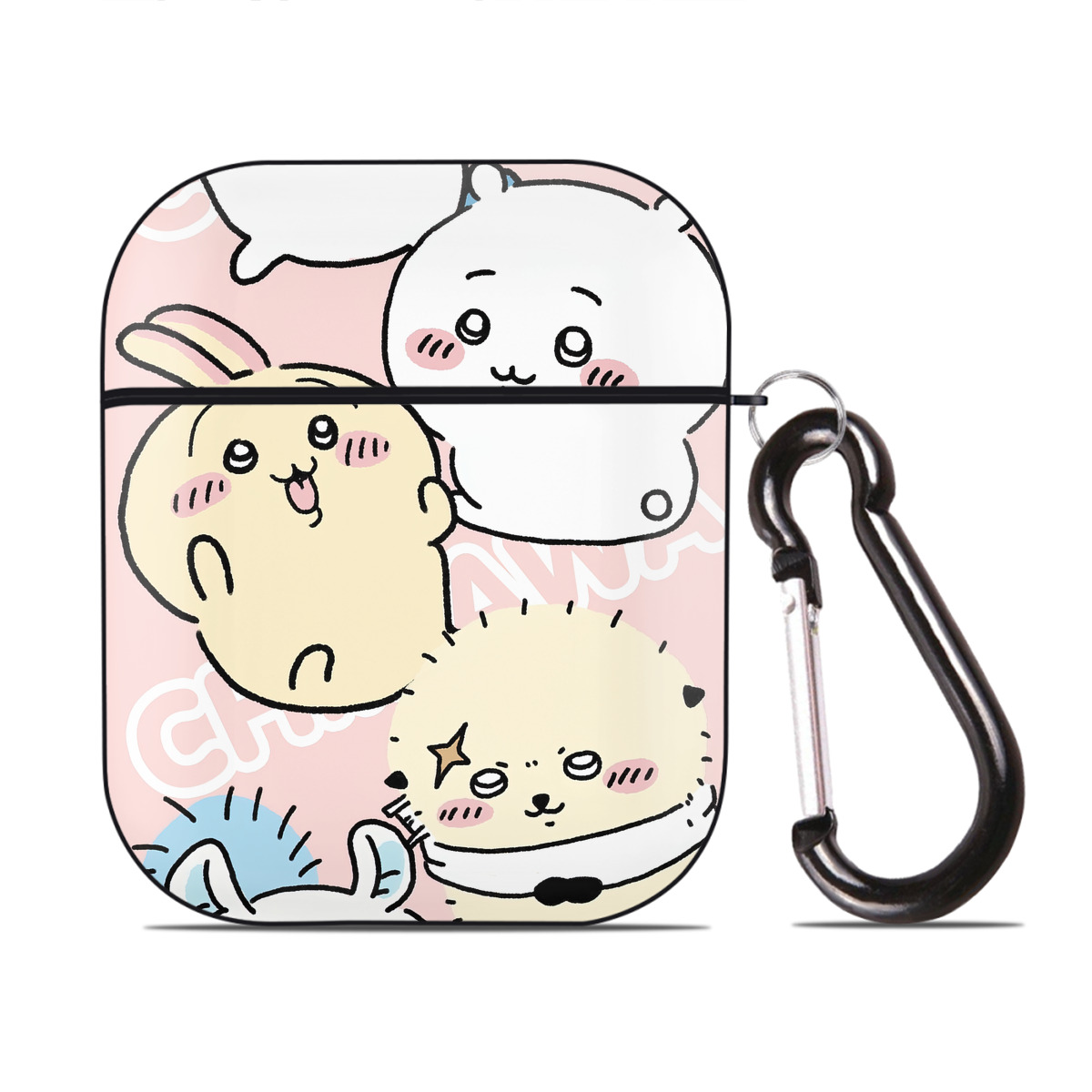 （画像用） ちいかわ Chii-kawa AirPods 第2世代保護ケース ハードシェル ブラック 耐衝撃・防指紋・カラビナ付き