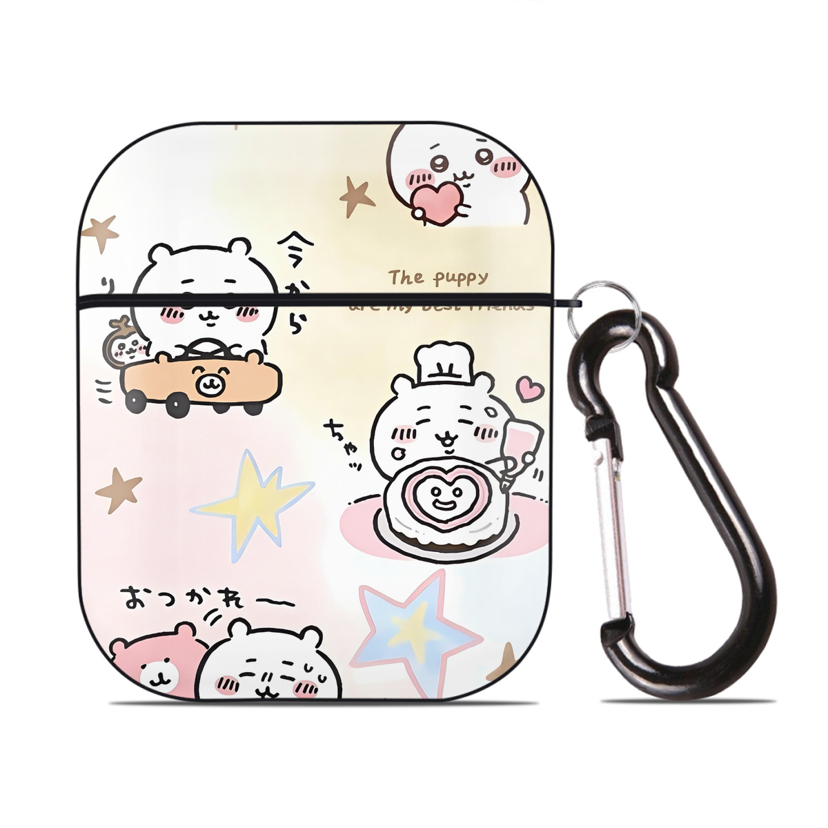 （画像用） ちいかわ Chii-kawa AirPods 第2世代保護ケース ハードシェル ブラック 耐衝撃・防指紋・カラビナ付き