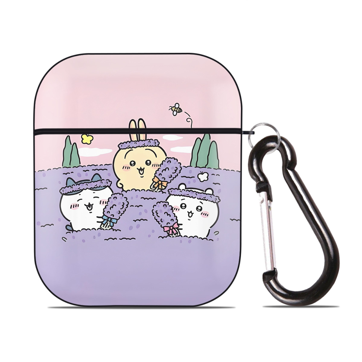 （画像用） ちいかわ Chii-kawa AirPods 第2世代保護ケース ハードシェル ブラック 耐衝撃・防指紋・カラビナ付き