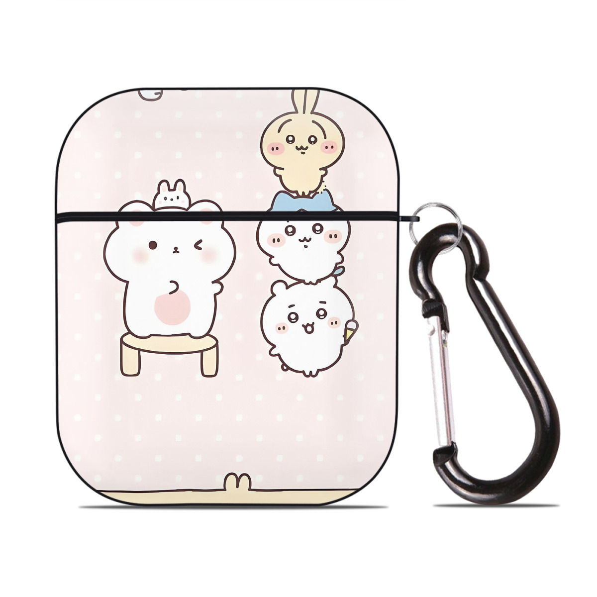 （画像用） ちいかわ Chii-kawa AirPods 第2世代保護ケース ハードシェル ブラック 耐衝撃・防指紋・カラビナ付き